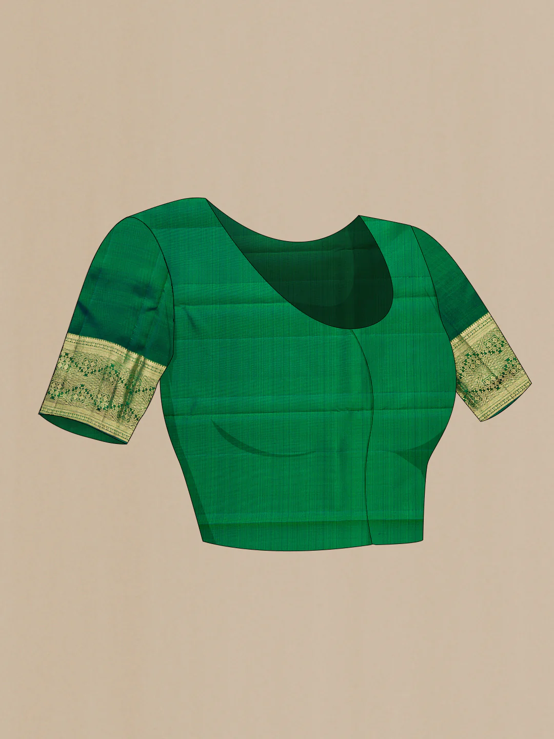 Green with Blue Color Kanchipuram Silk Saree - Image 5