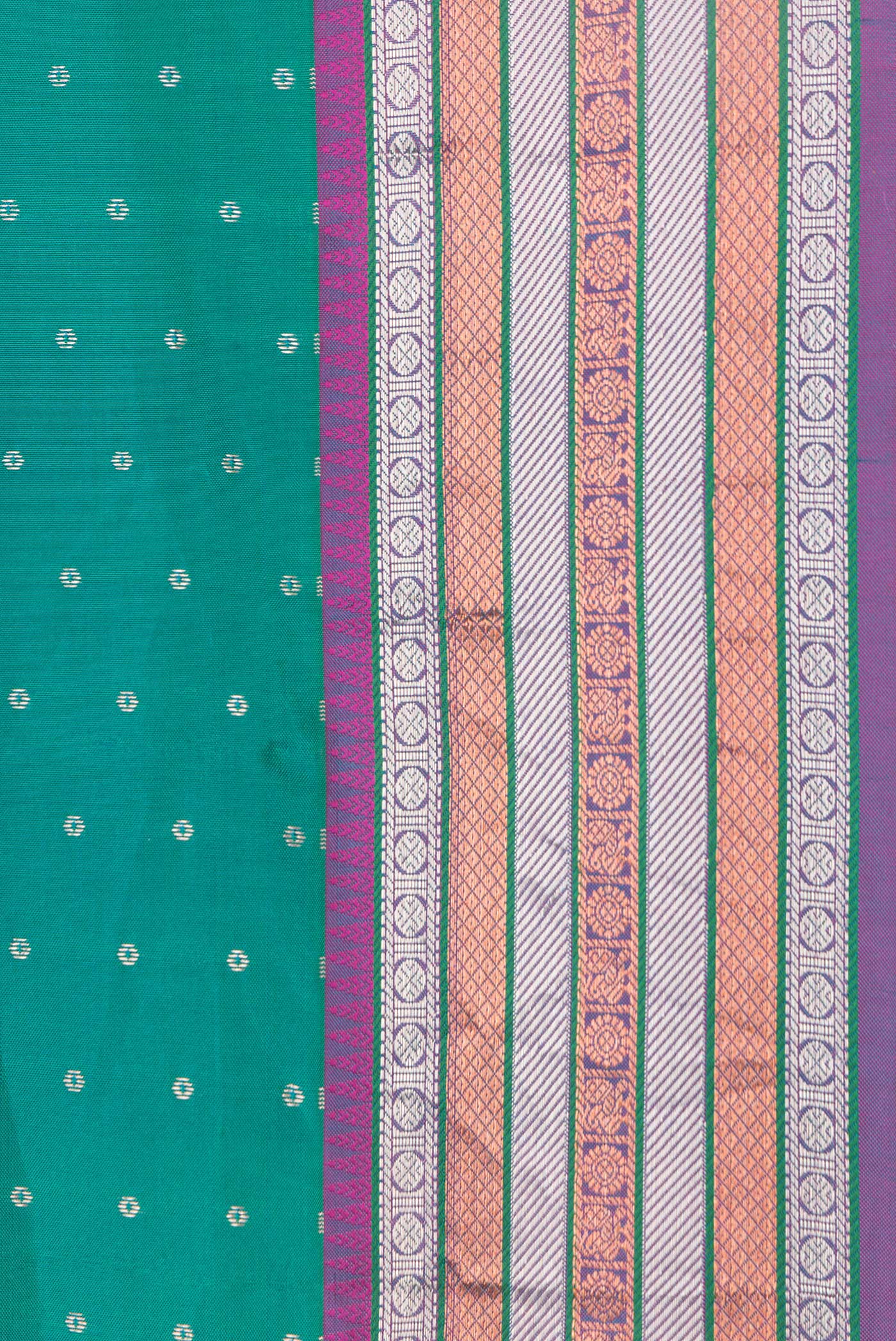 Blue with Green Color Kanchipuram Silk Saree - Image 3