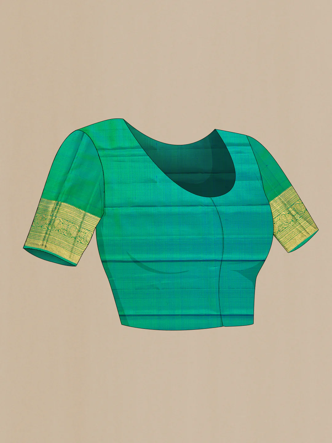 Green with Blue Color Kanchipuram Silk Saree - Image 5