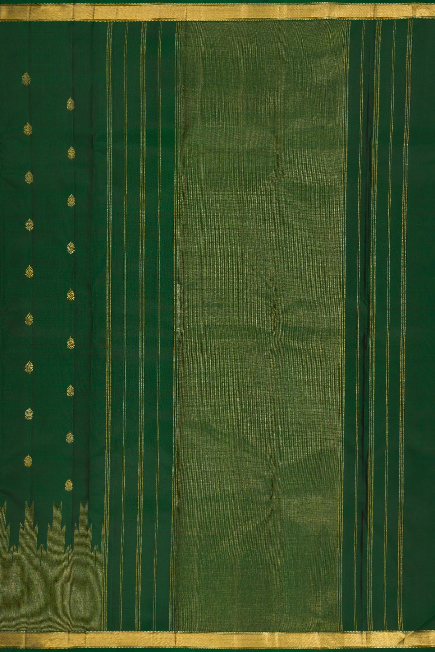 Pure Silk Pure Zari Green Kanchipuram Saree - Image 7
