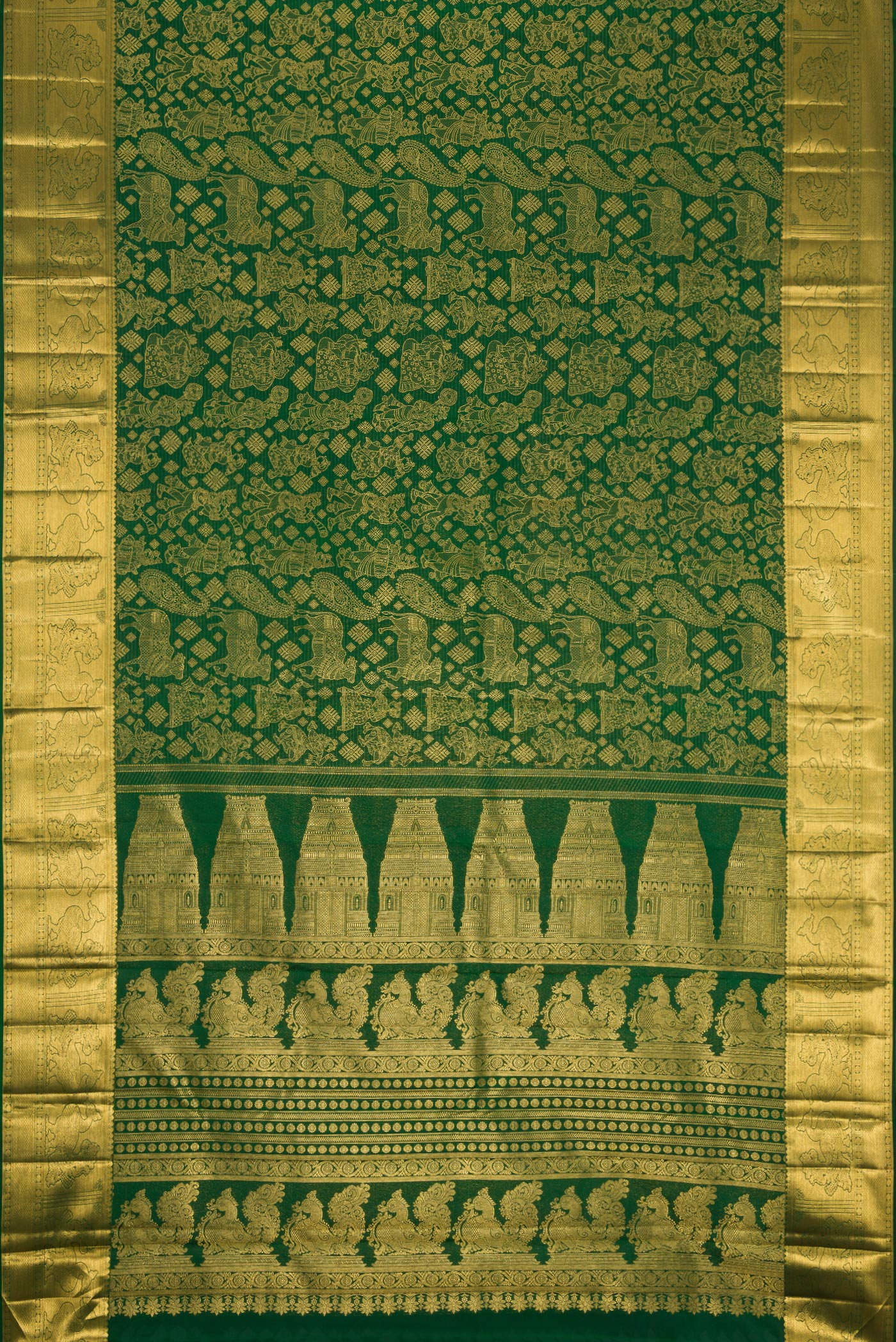 Green Kanchipuram Silk Saree - Image 6