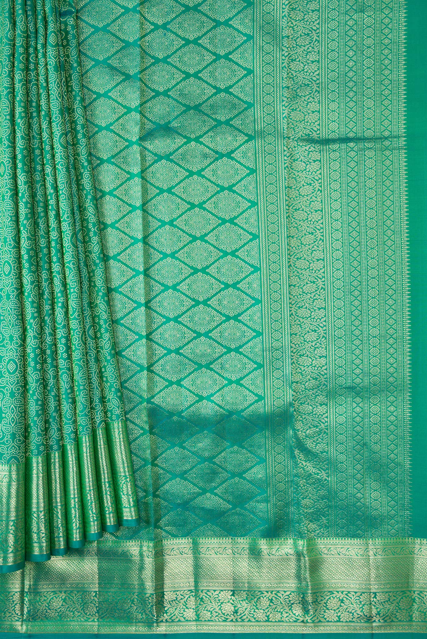 Sea Green Kanchipuram Silk Saree - Image 4