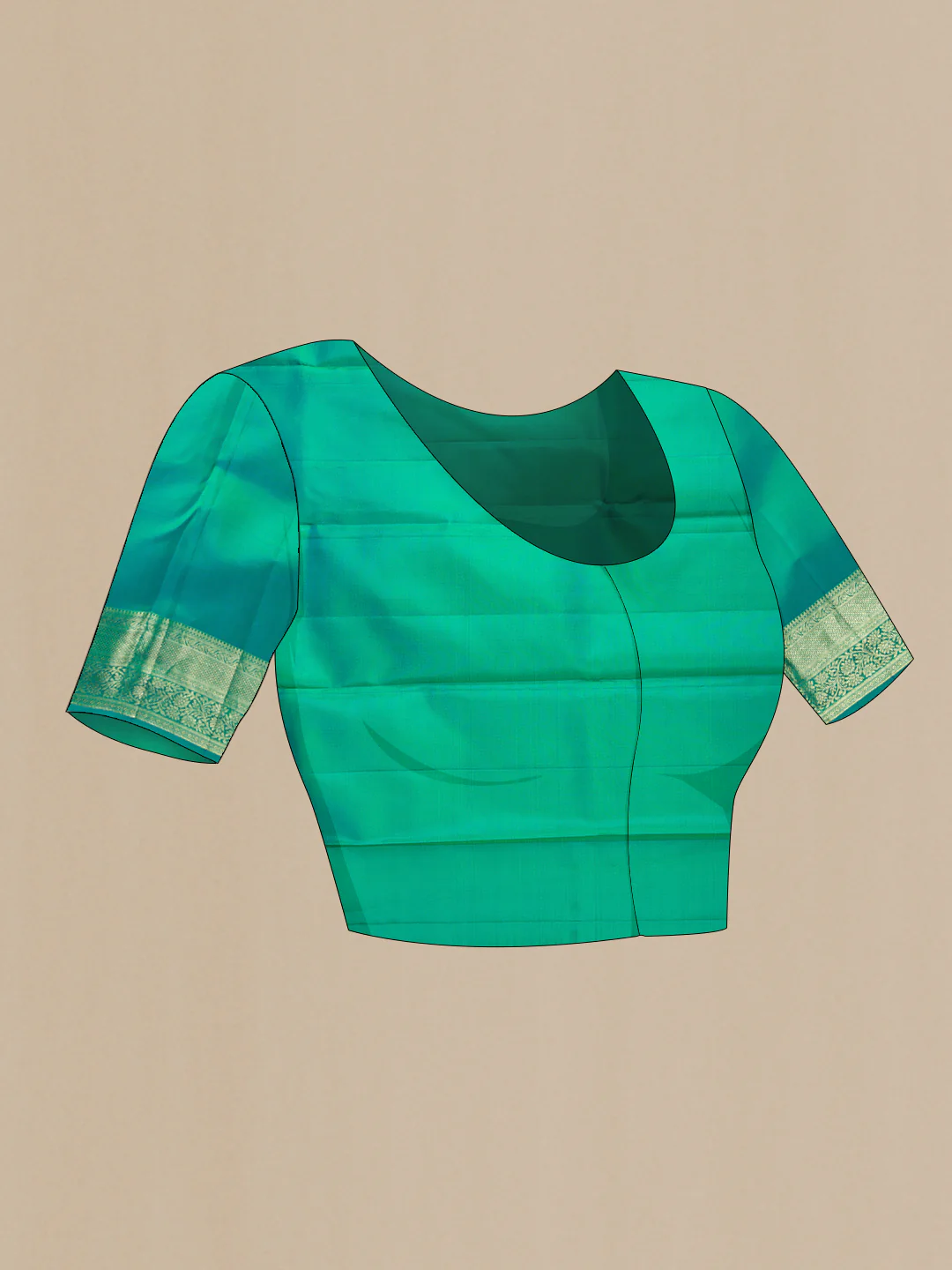Sea Green Kanchipuram Silk Saree - Image 5
