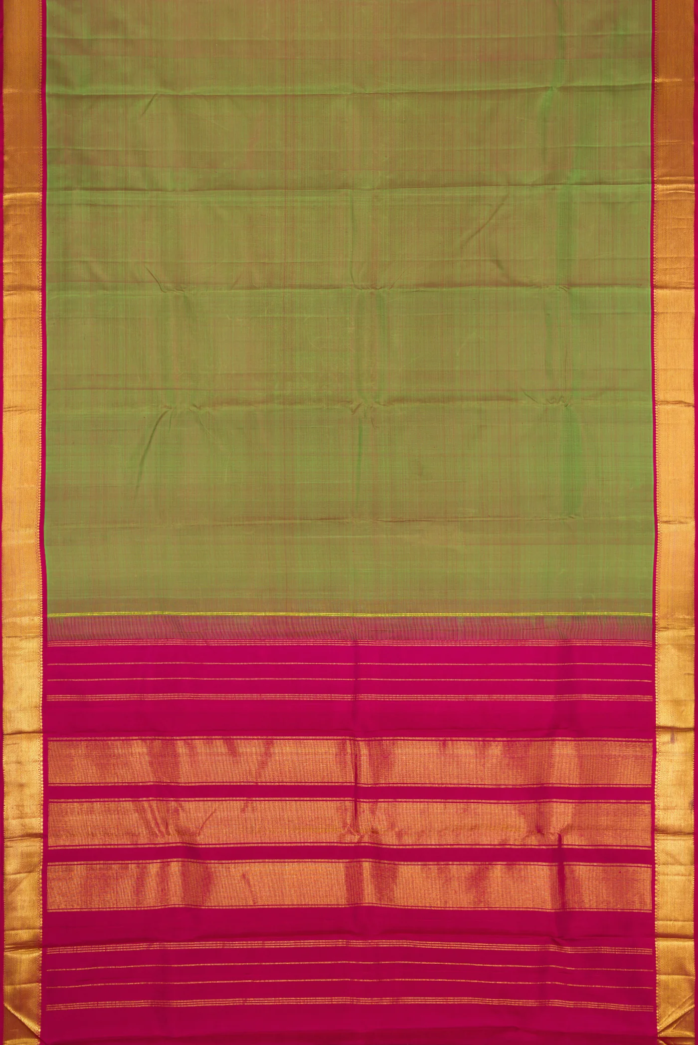 Green with Maroon Color Kanchipuram Silk Saree - Image 6