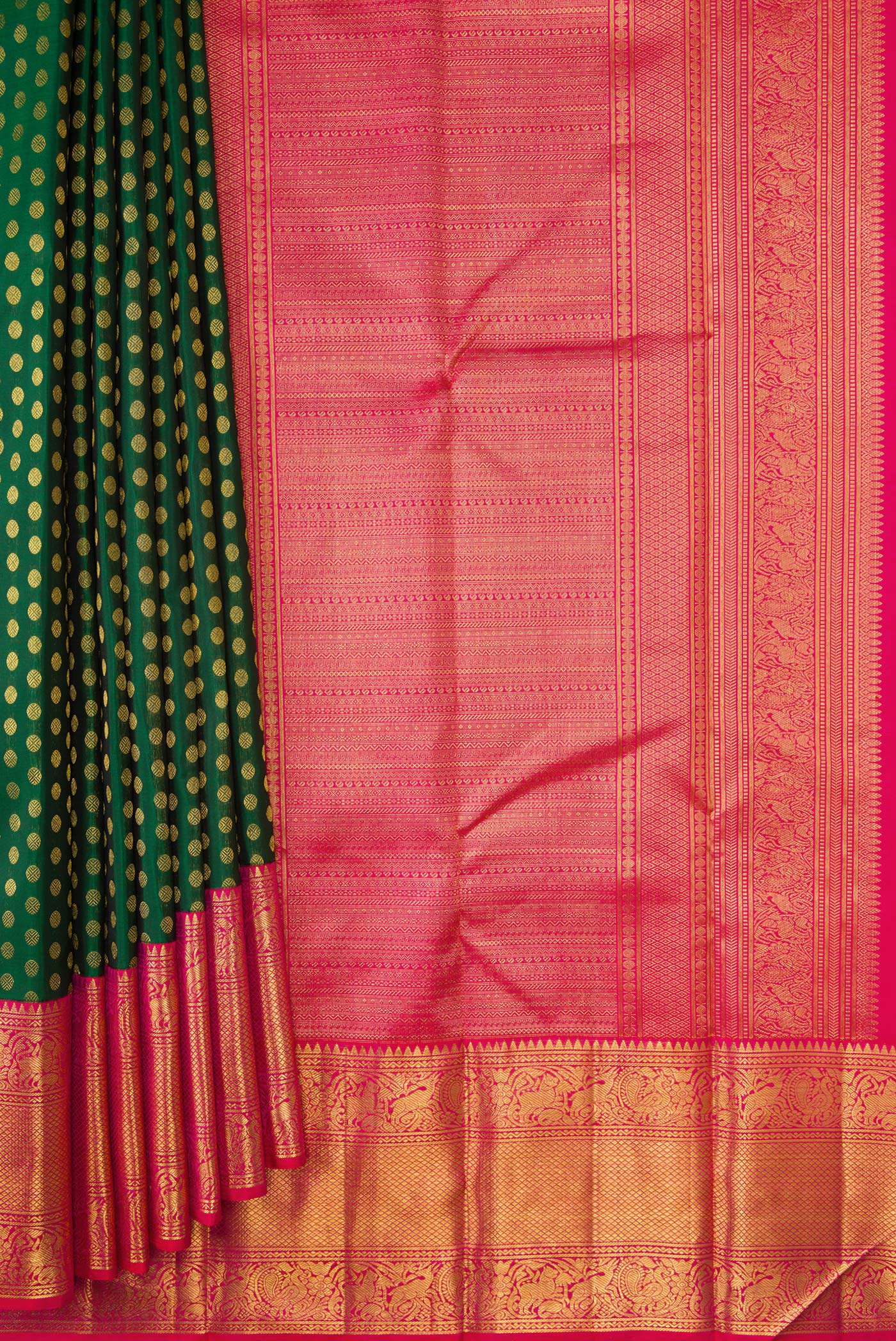 Green Kanchipuram Silk Saree - Image 4