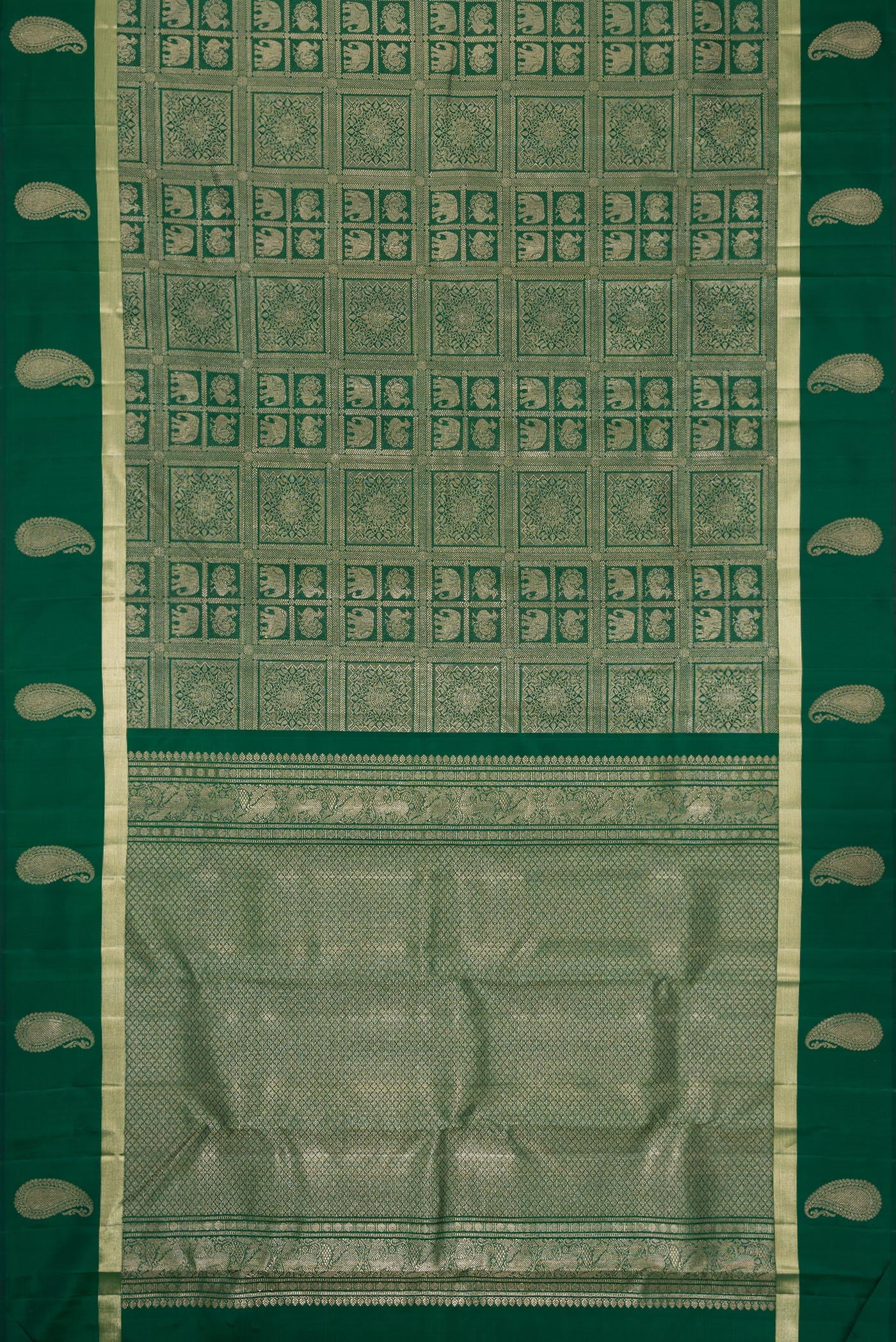 Green Kanchipuram Silk Saree - Image 6