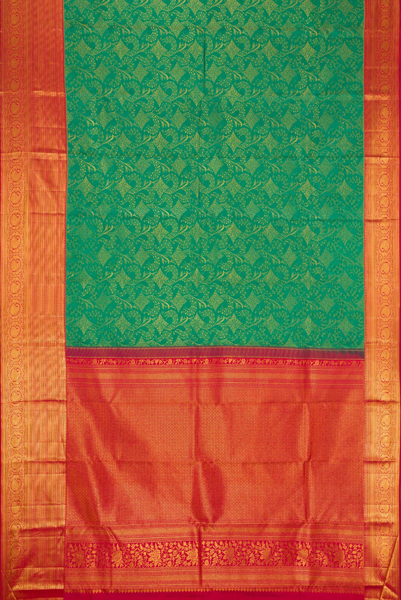 Green Kanchipuram Silk Saree - Image 6