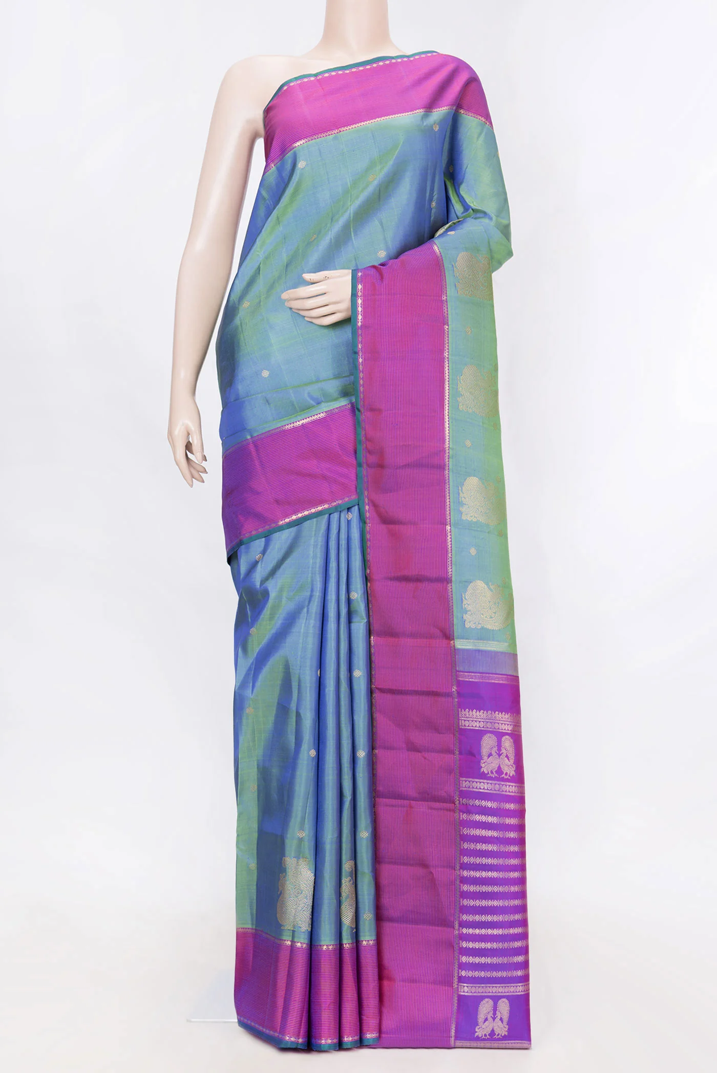 Green Dual Tone Kanchipuram Silk Saree