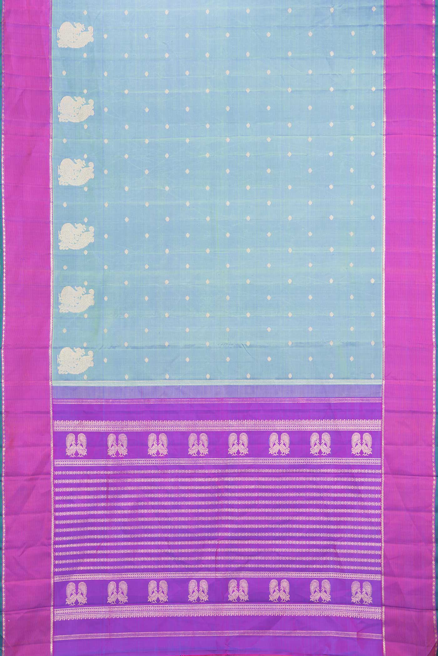 Green Dual Tone Kanchipuram Silk Saree - Image 6