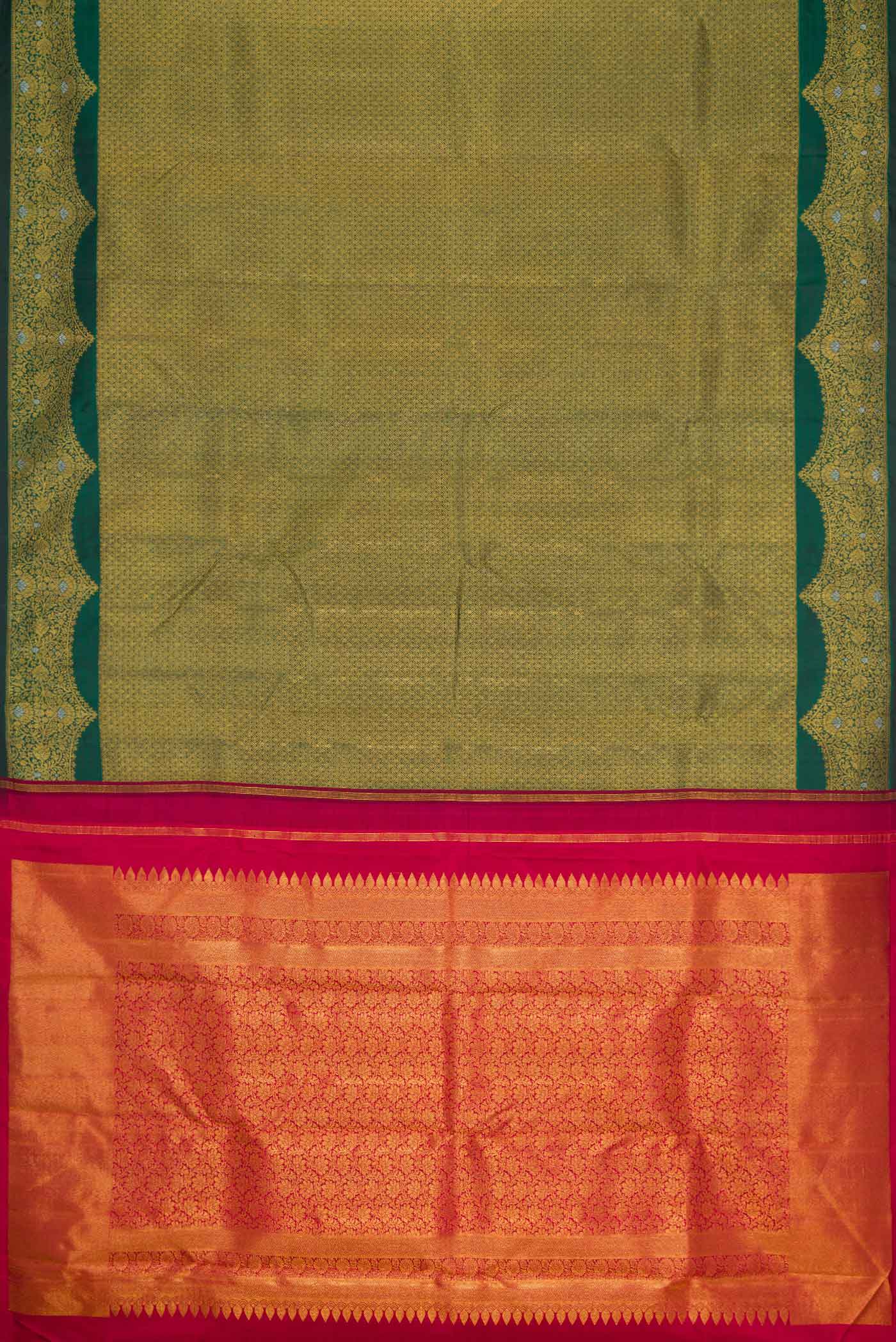 Green Dual Tone Kanchipuram Silk Saree - Image 6