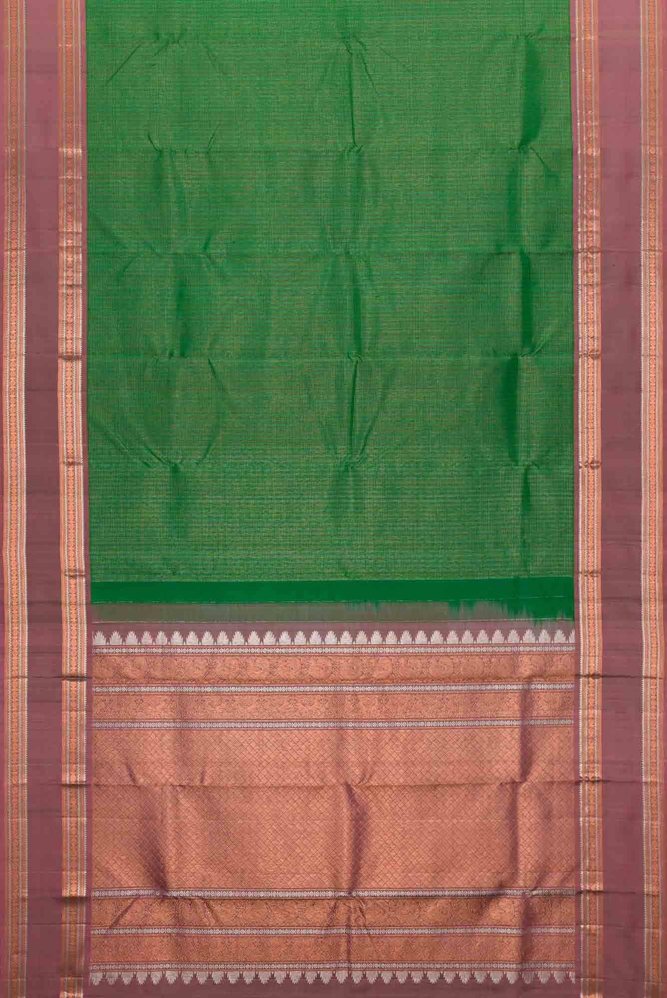 Green Dual Tone Kanchipuram Silk Saree - Image 4