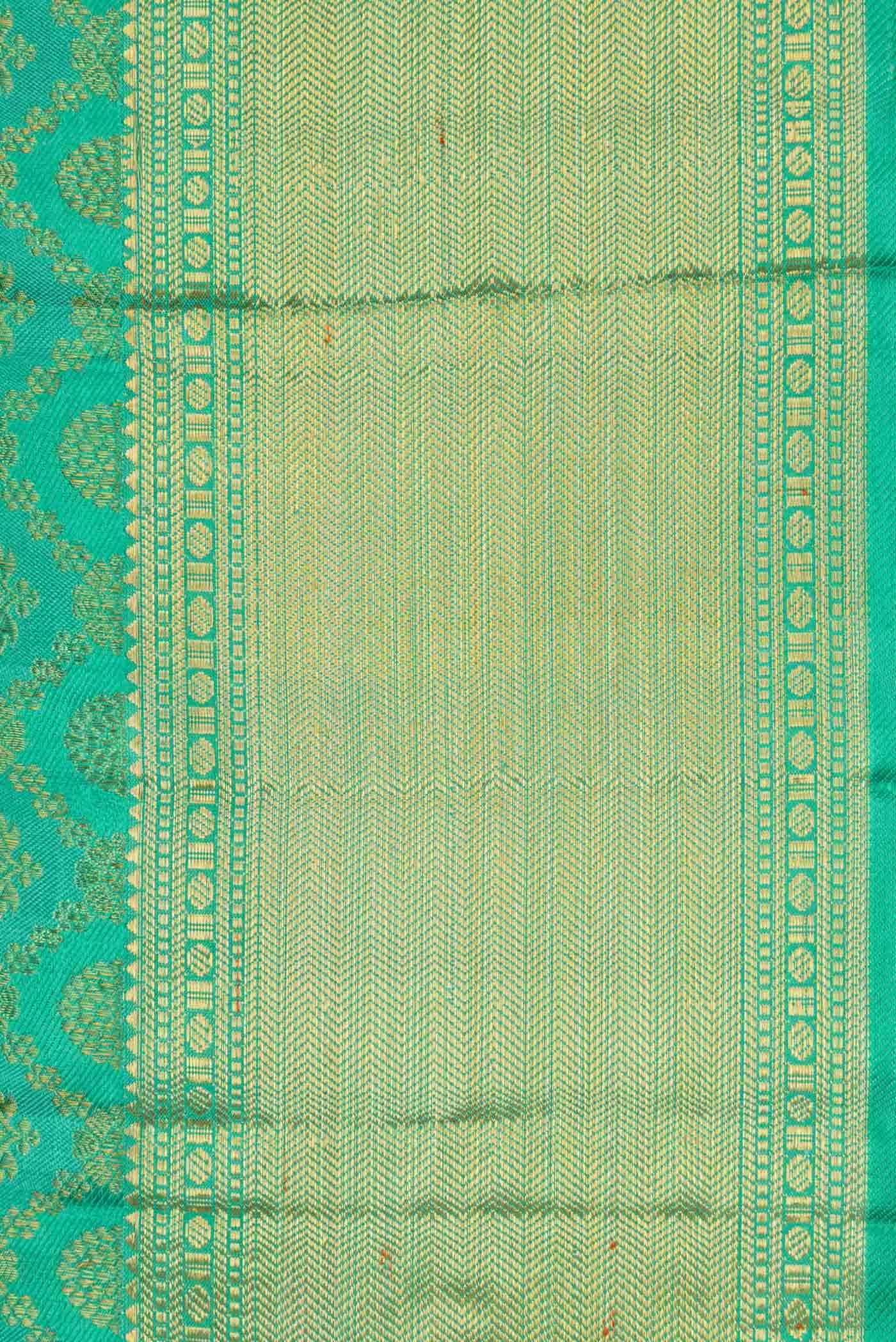 Pure Silk Pure Zari Green Dual Tone Kanjivaram Saree - Image 6