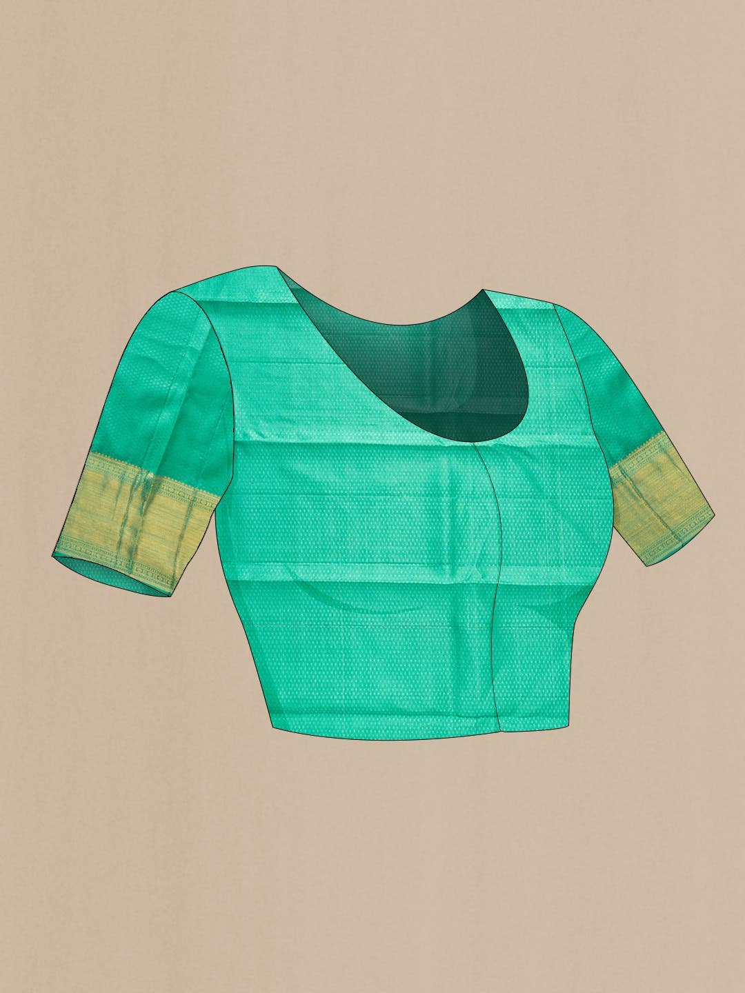 Pure Silk Pure Zari Green Dual Tone Kanjivaram Saree - Image 7