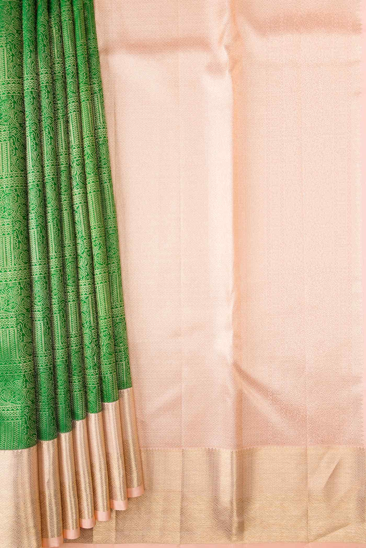 Green Dual Tone Kanjivaram Silk Saree - Image 2