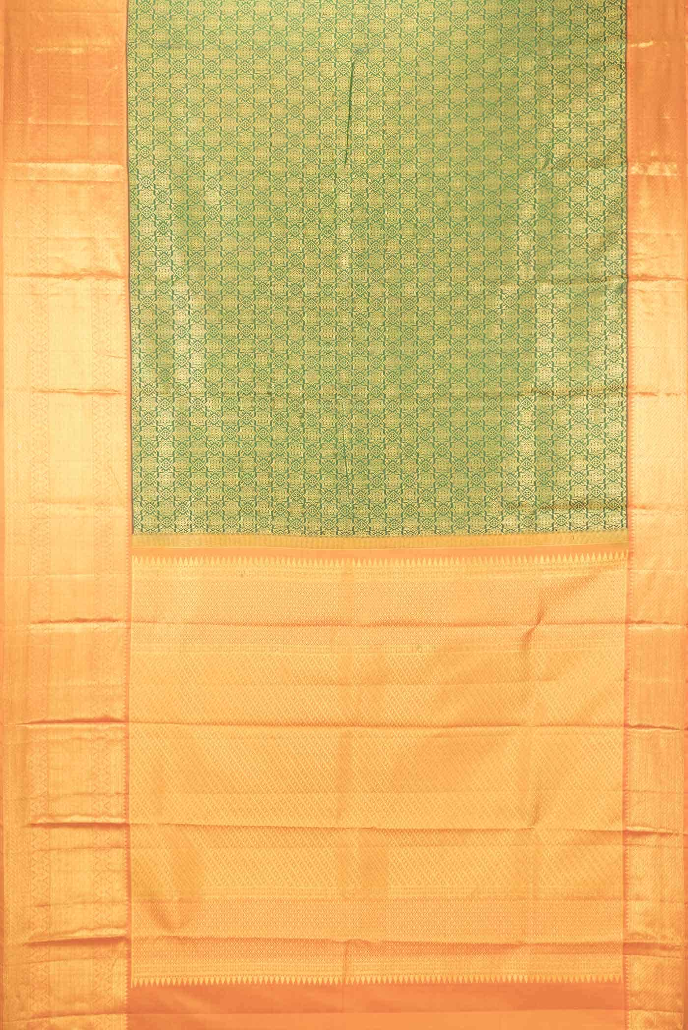 Green Dual Tone Kanchipuram Silk Saree - Image 4