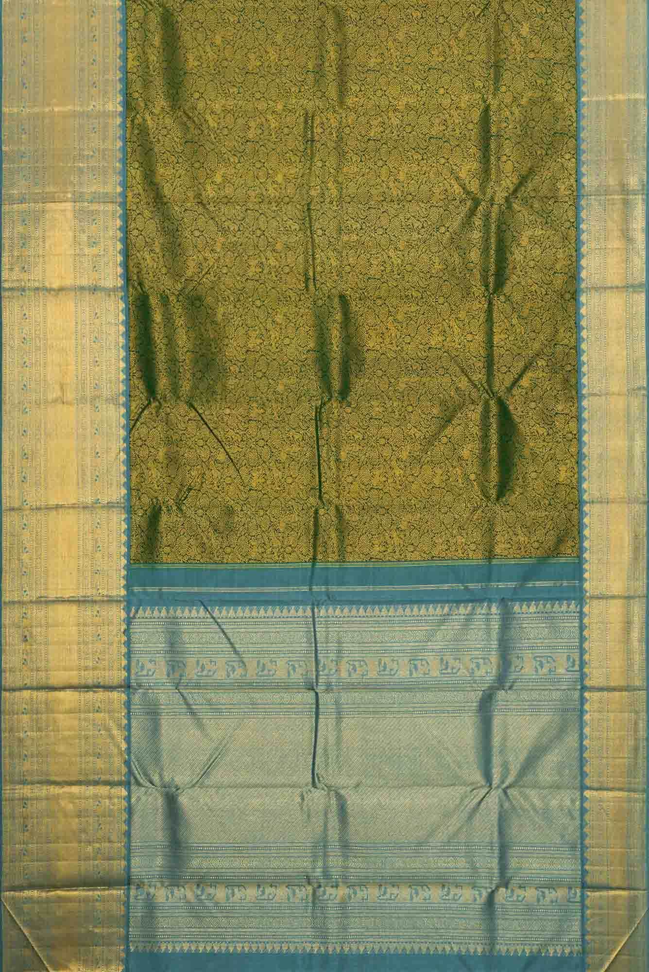 Bottle Green Kanchipuram Silk Saree - Image 4