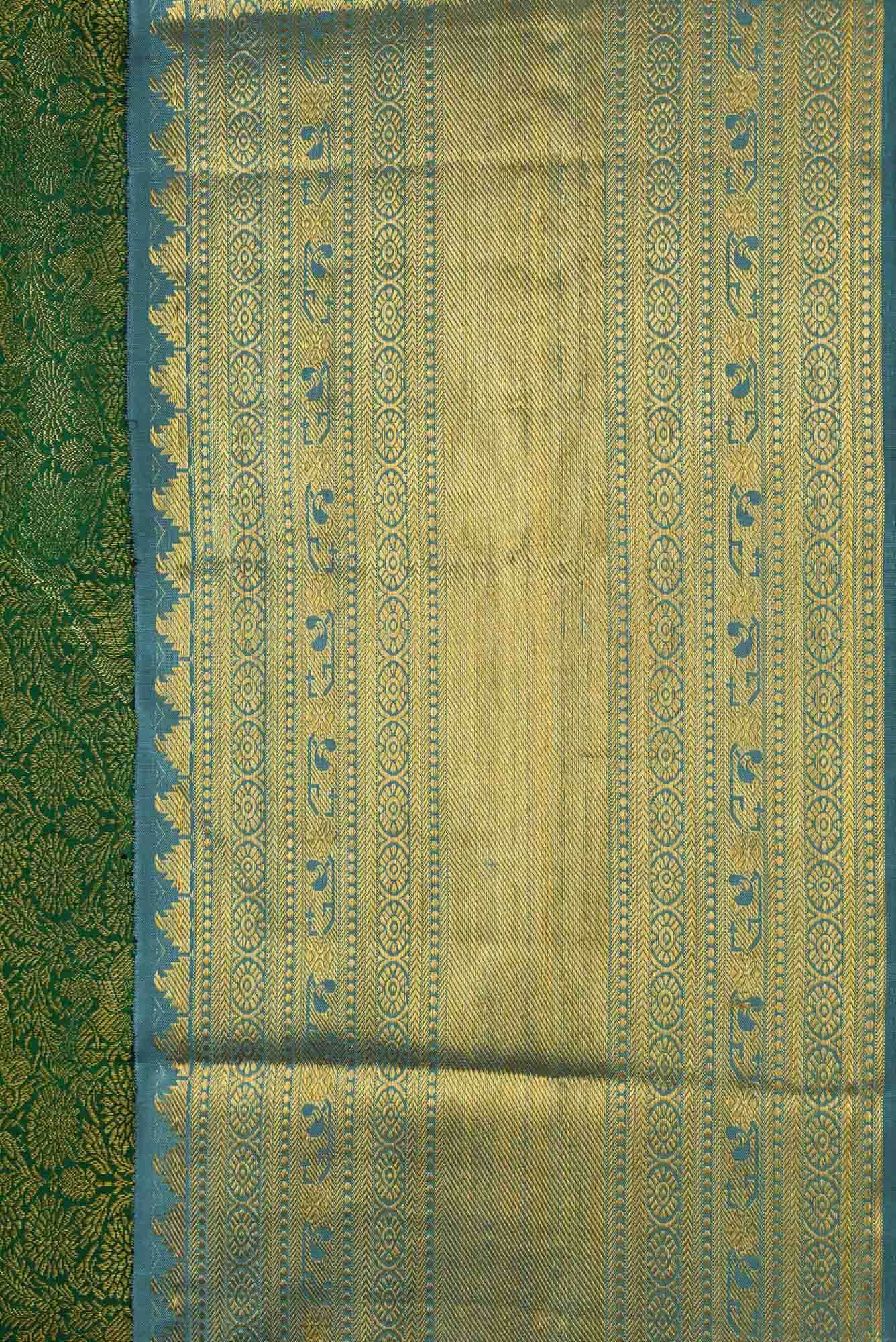 Bottle Green Kanchipuram Silk Saree - Image 5