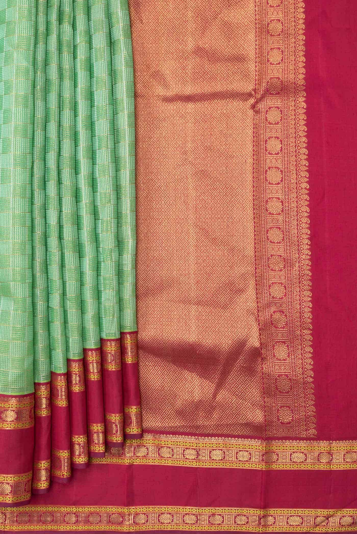 Green Dual Tone Kanchipuram Silk Saree - Image 2