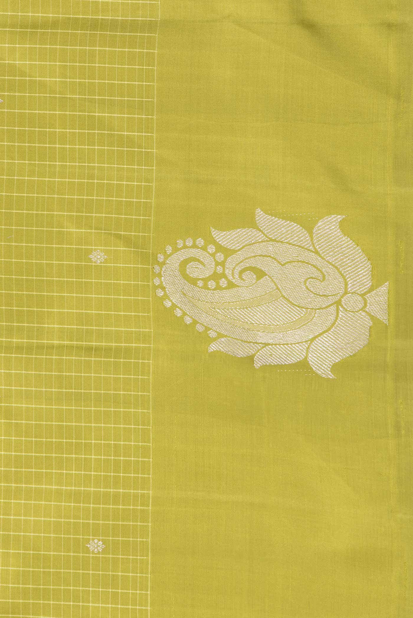 Pure Silk Pure Zari Green Dual Tone Kanjivaram Saree - Image 6