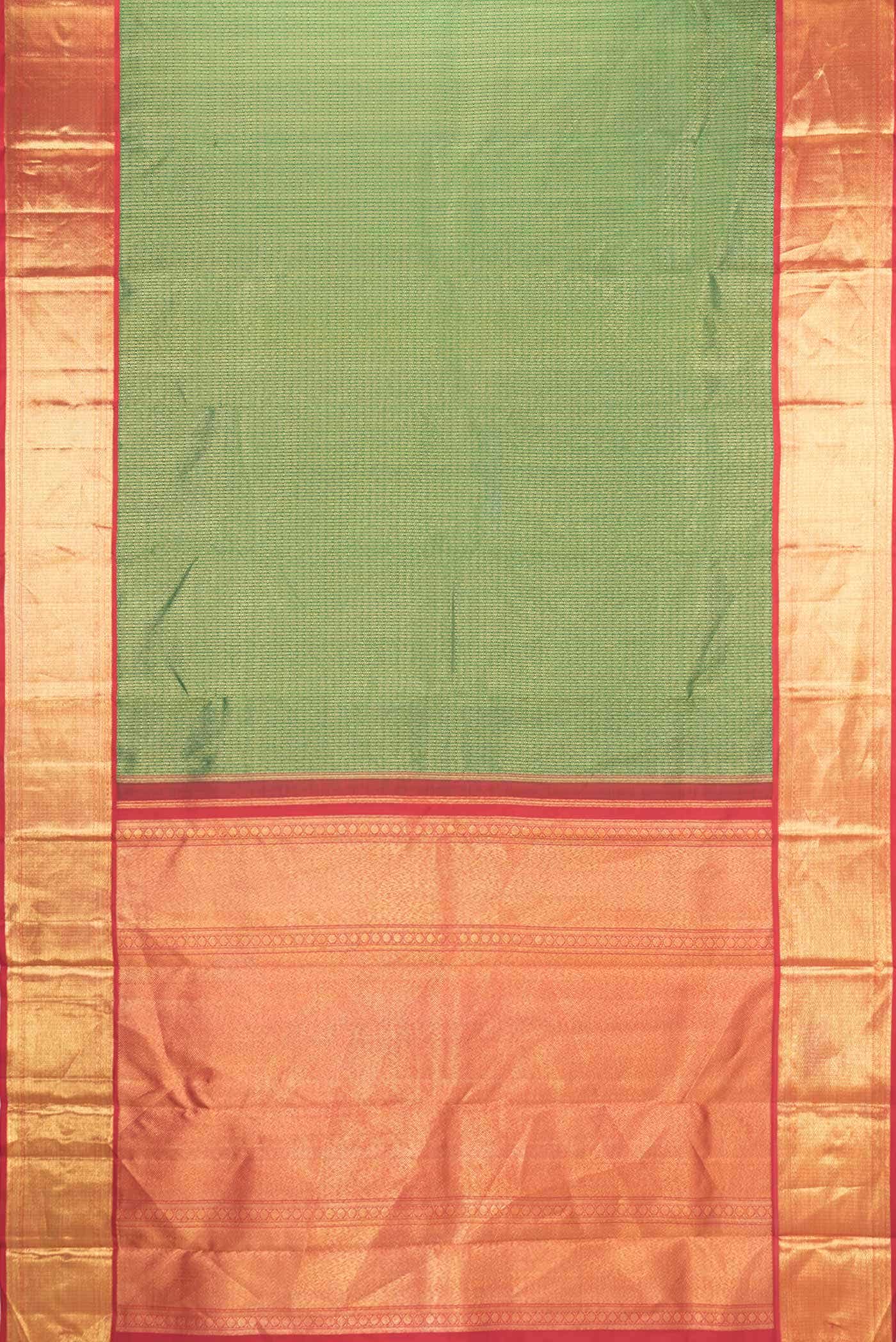 Green Dual Tone Kanchipuram Silk Saree - Image 4