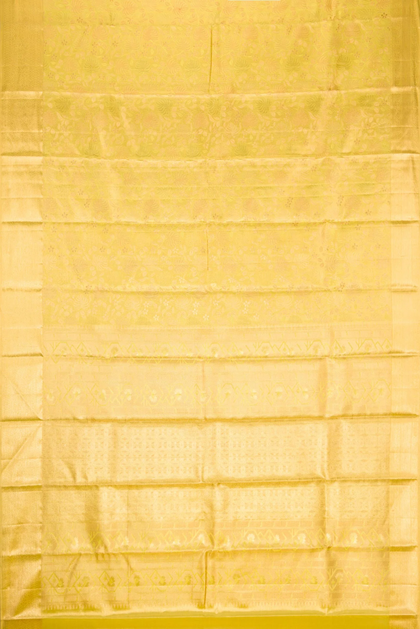 Lemon Yellow with Gold Color Kanchipuram Tissue Silk Saree - Image 6