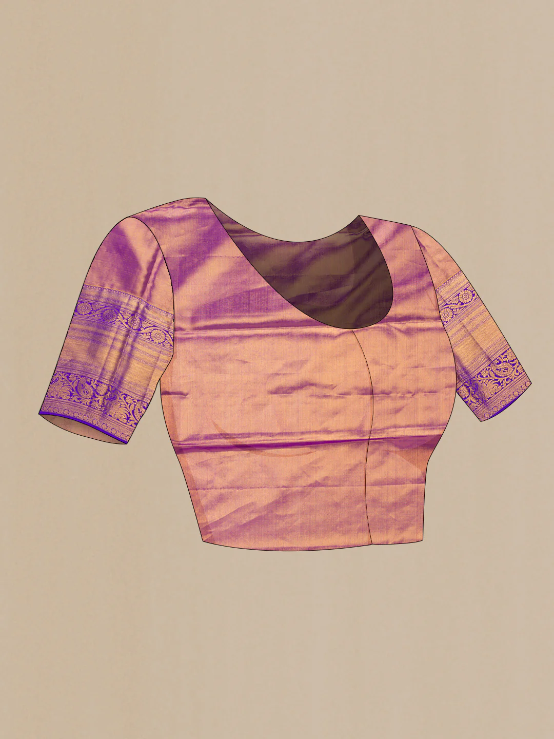 Green and Violet Color Kanchipuram Tissue Silk Saree - Image 5