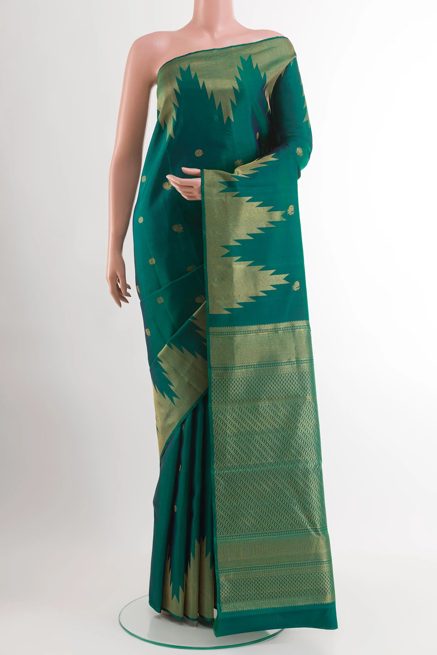 Teal Kanjivaram Silk Saree