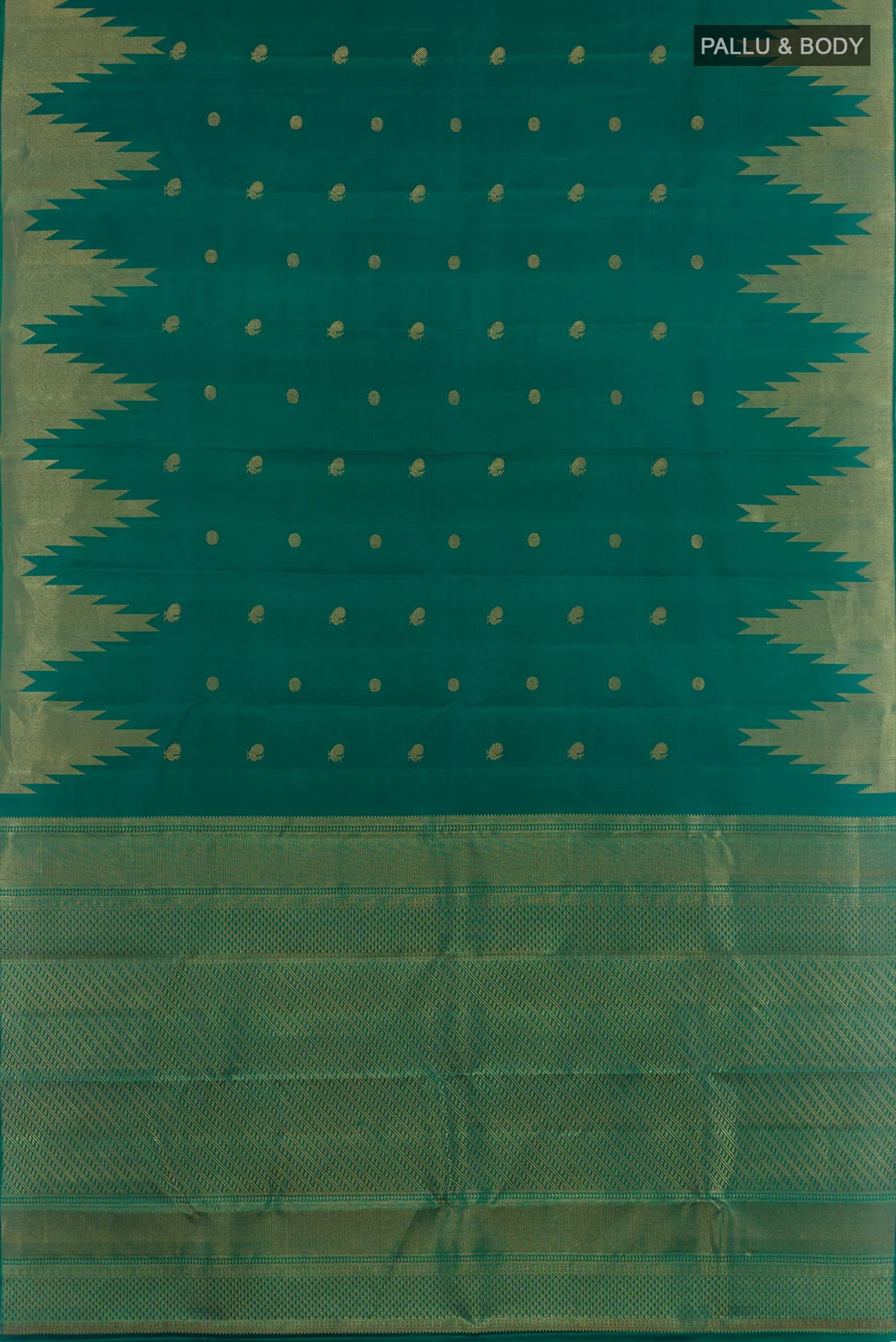 Teal Kanjivaram Silk Saree - Image 3