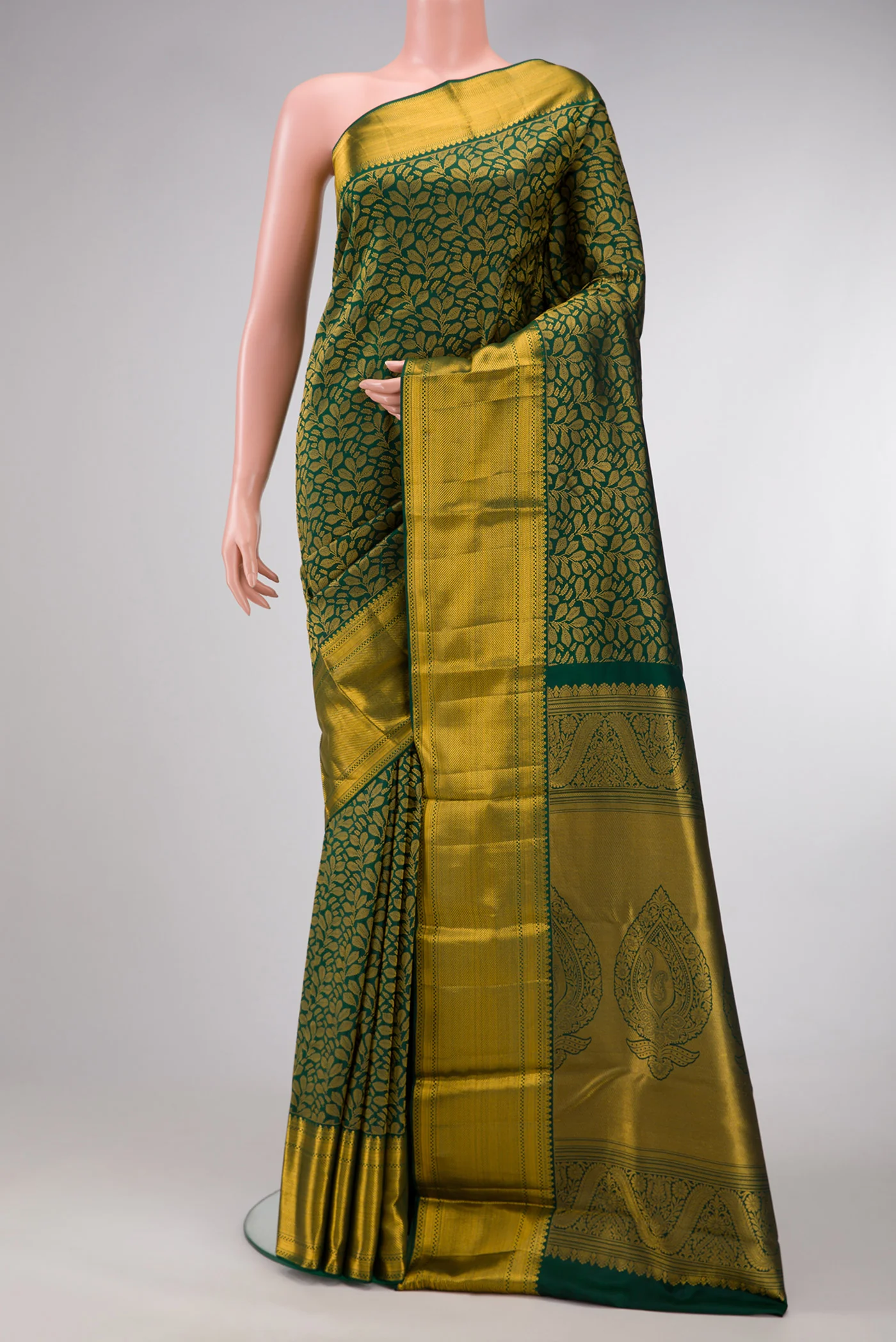 Bottle Green Kanjivaram Silk Saree