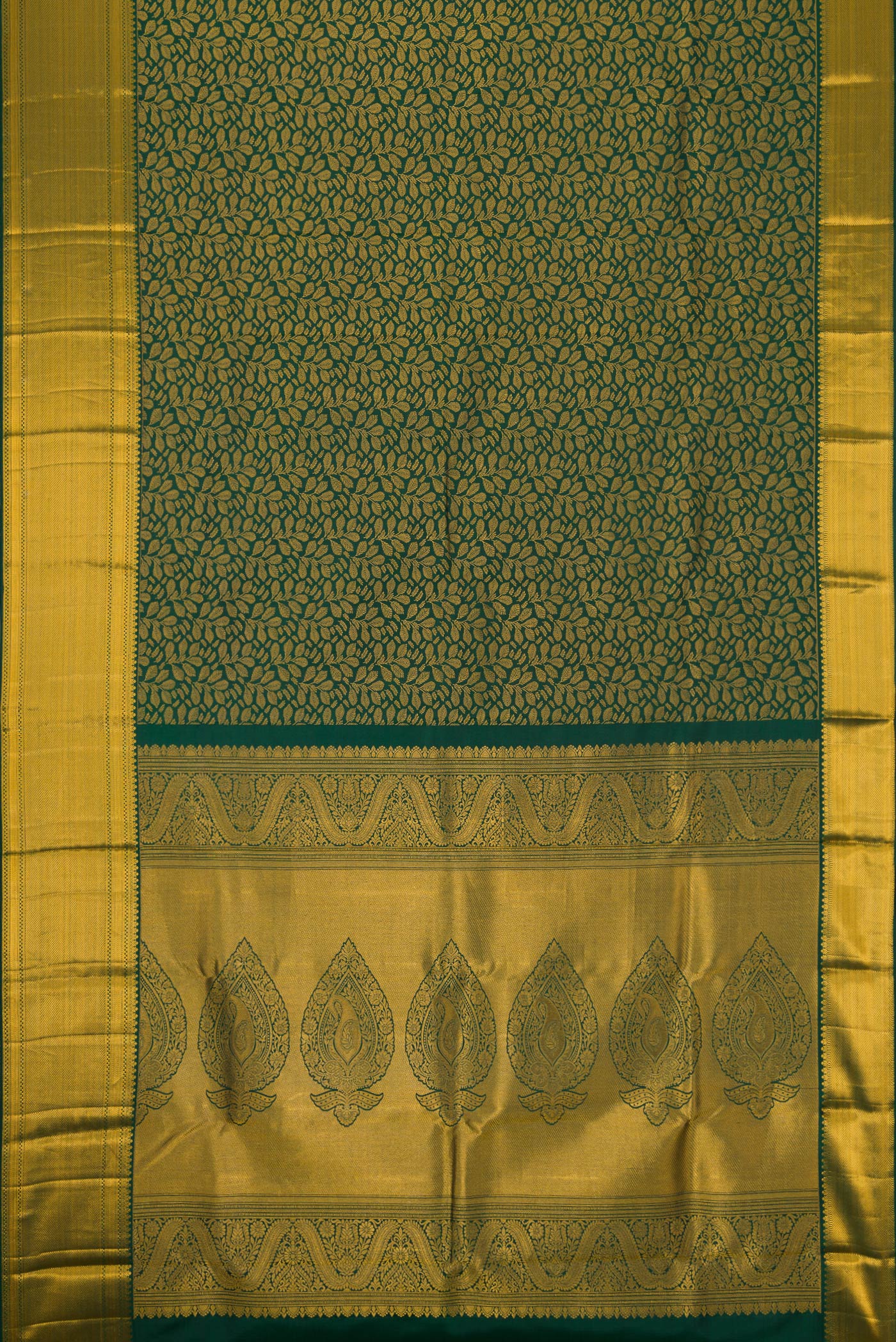 Bottle Green Kanjivaram Silk Saree - Image 6