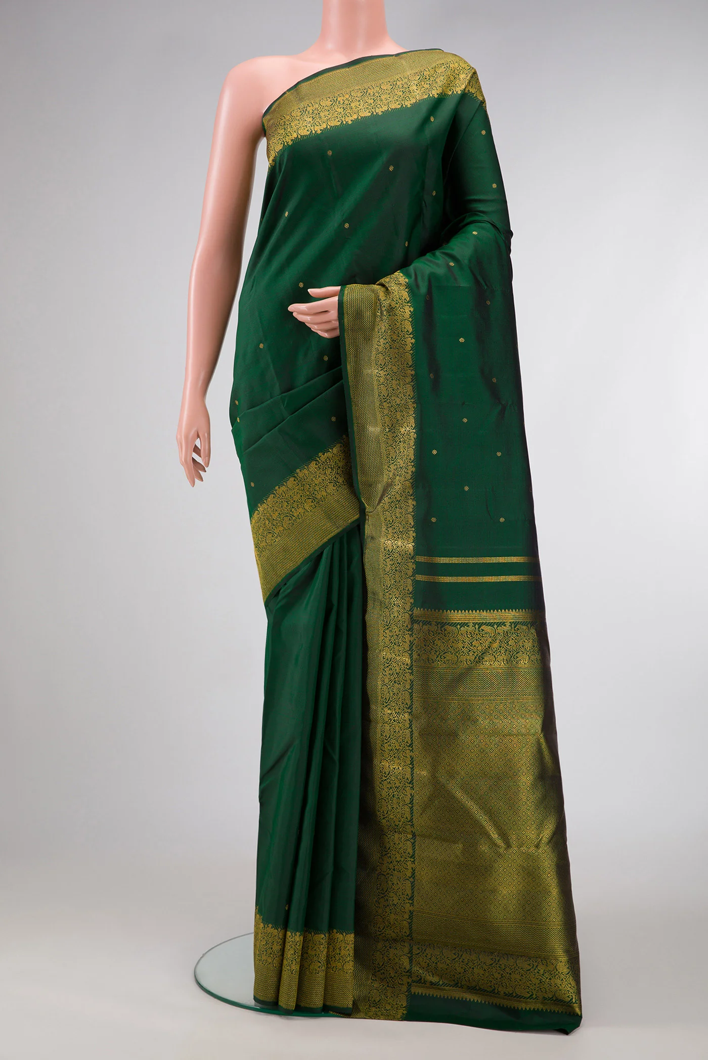 Bottle Green Kanjivaram Silk Saree