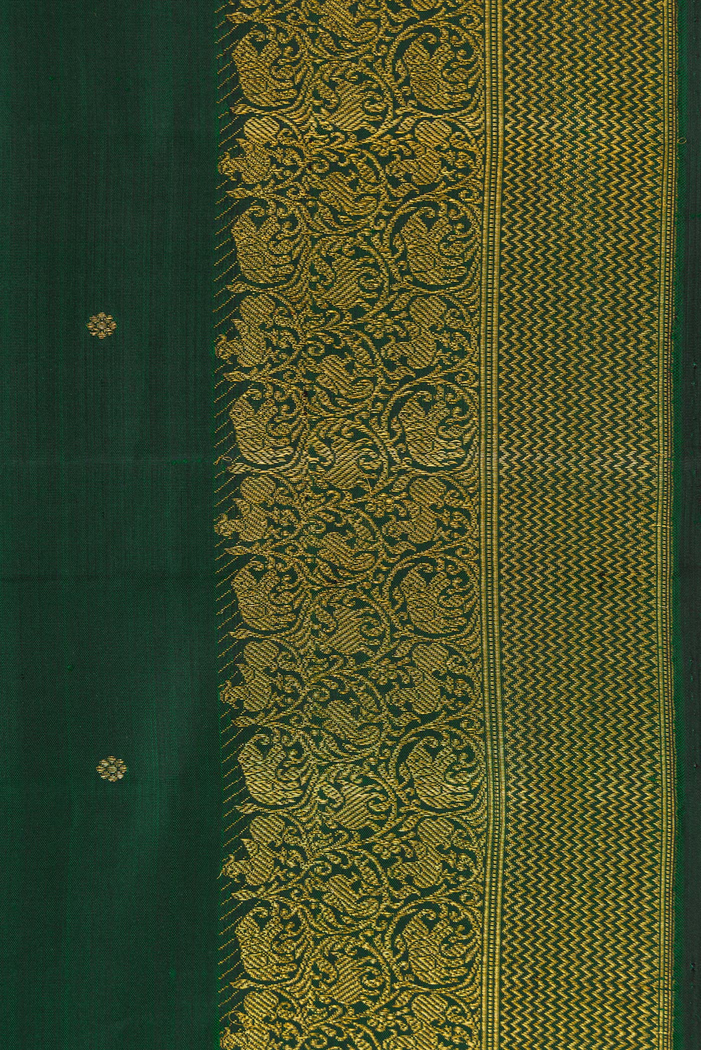 Bottle Green Kanjivaram Silk Saree - Image 3