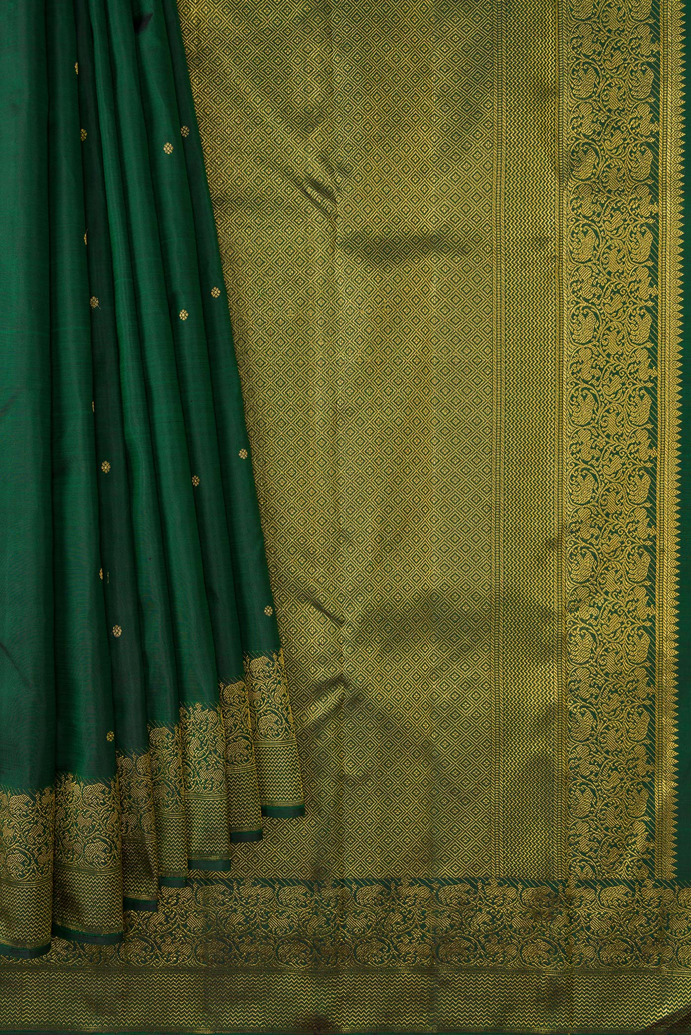 Bottle Green Kanjivaram Silk Saree - Image 4