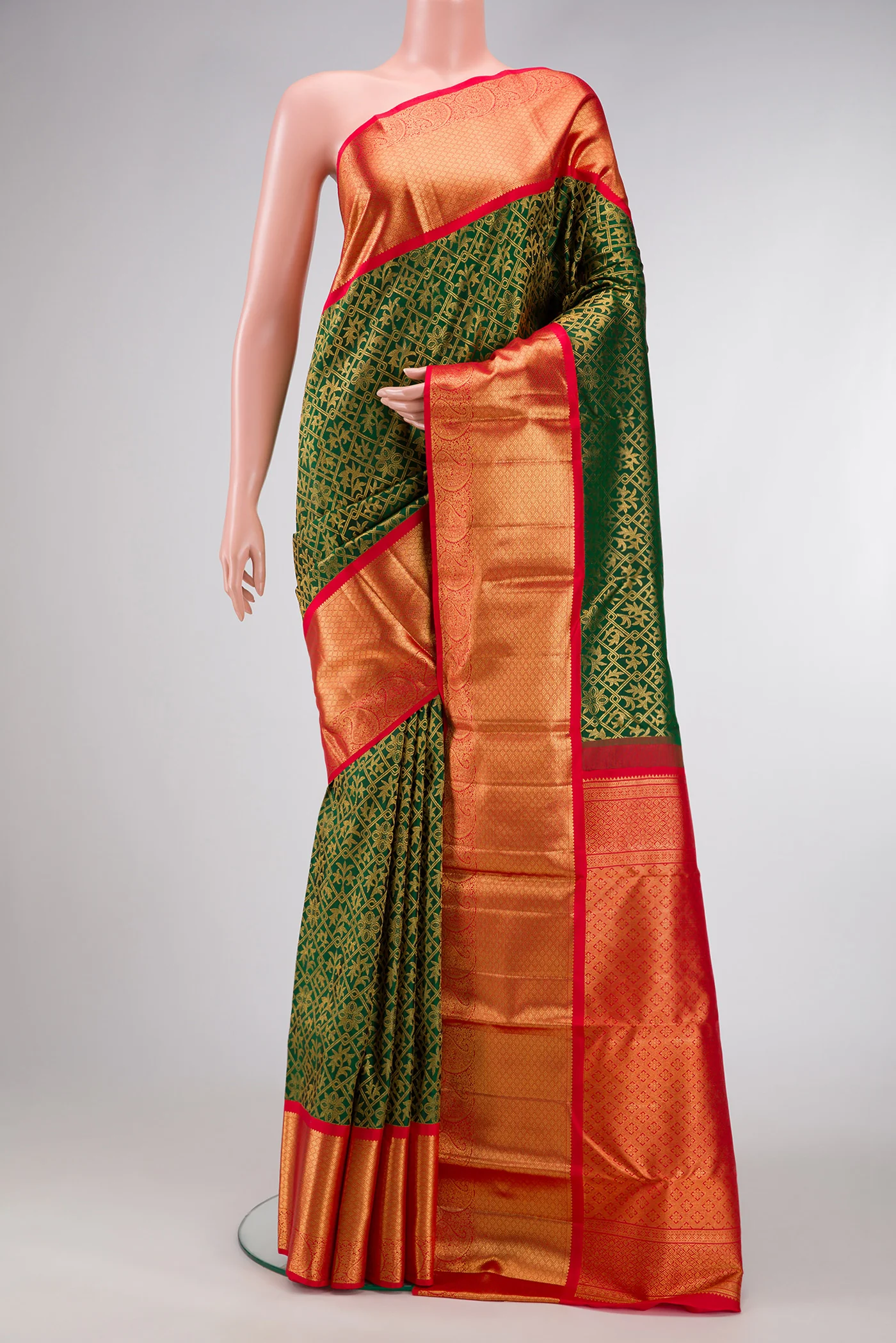 Bottle Green Kanjivaram Silk Saree