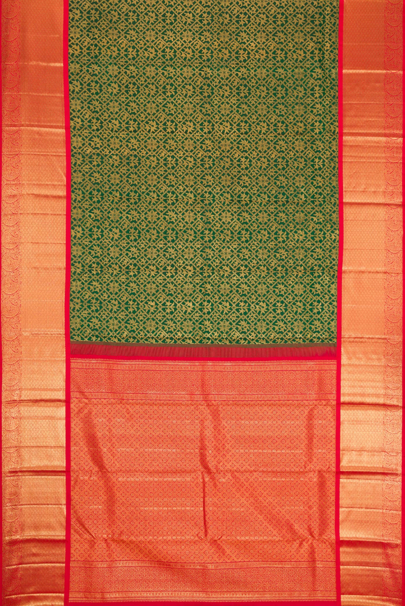 Bottle Green Kanjivaram Silk Saree - Image 6
