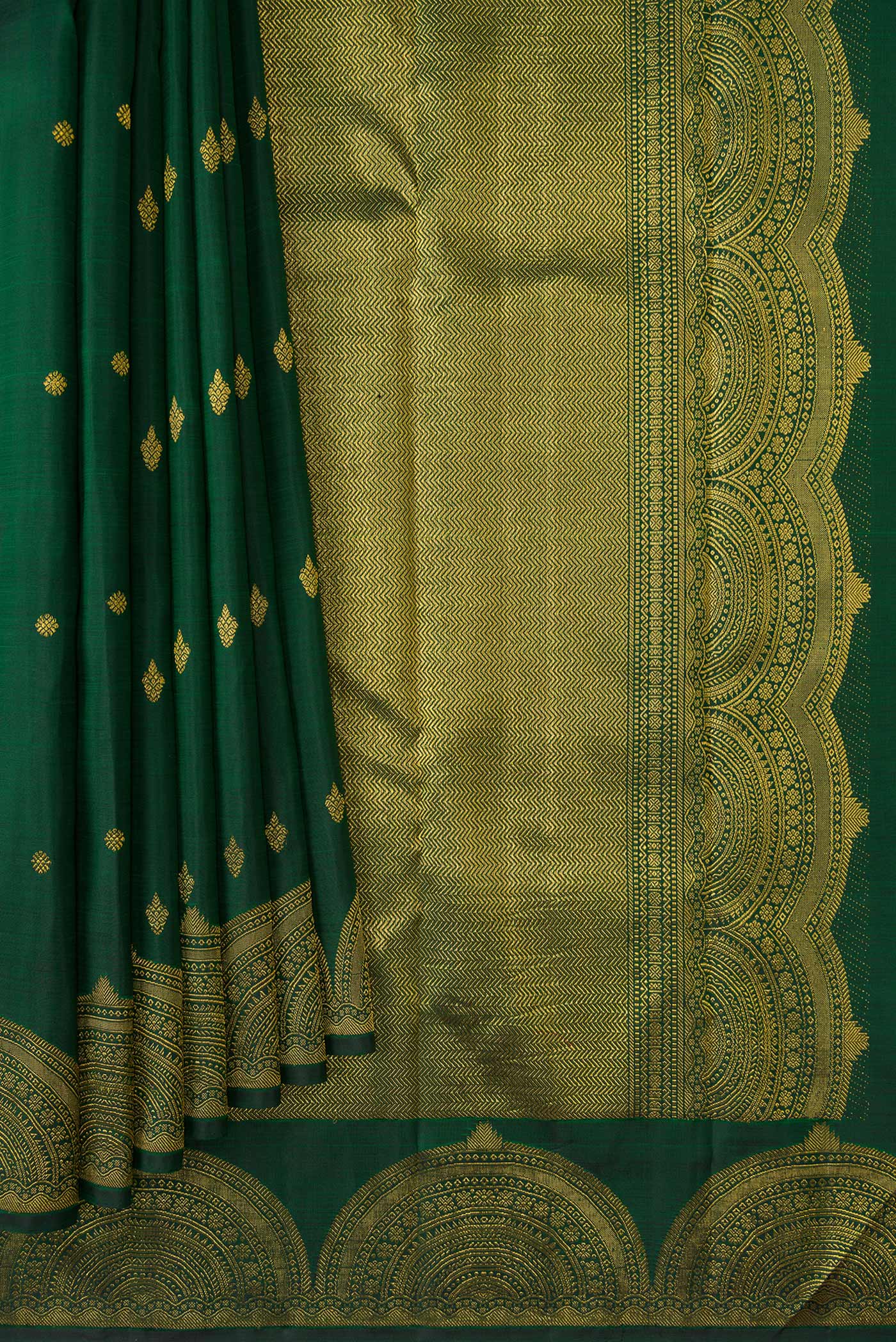 Bottle Green Kanjivaram Silk Saree - Image 4