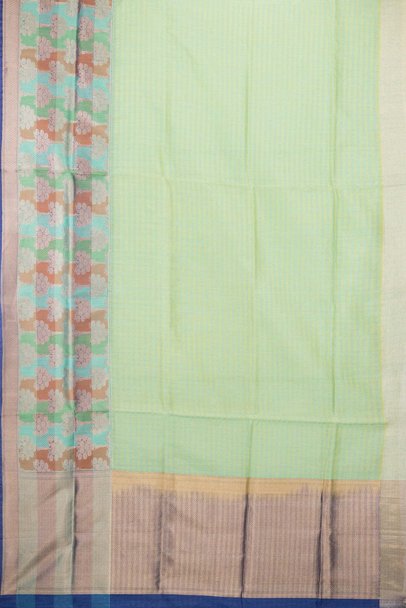 Green Dual Tone Linen Saree - Image 4