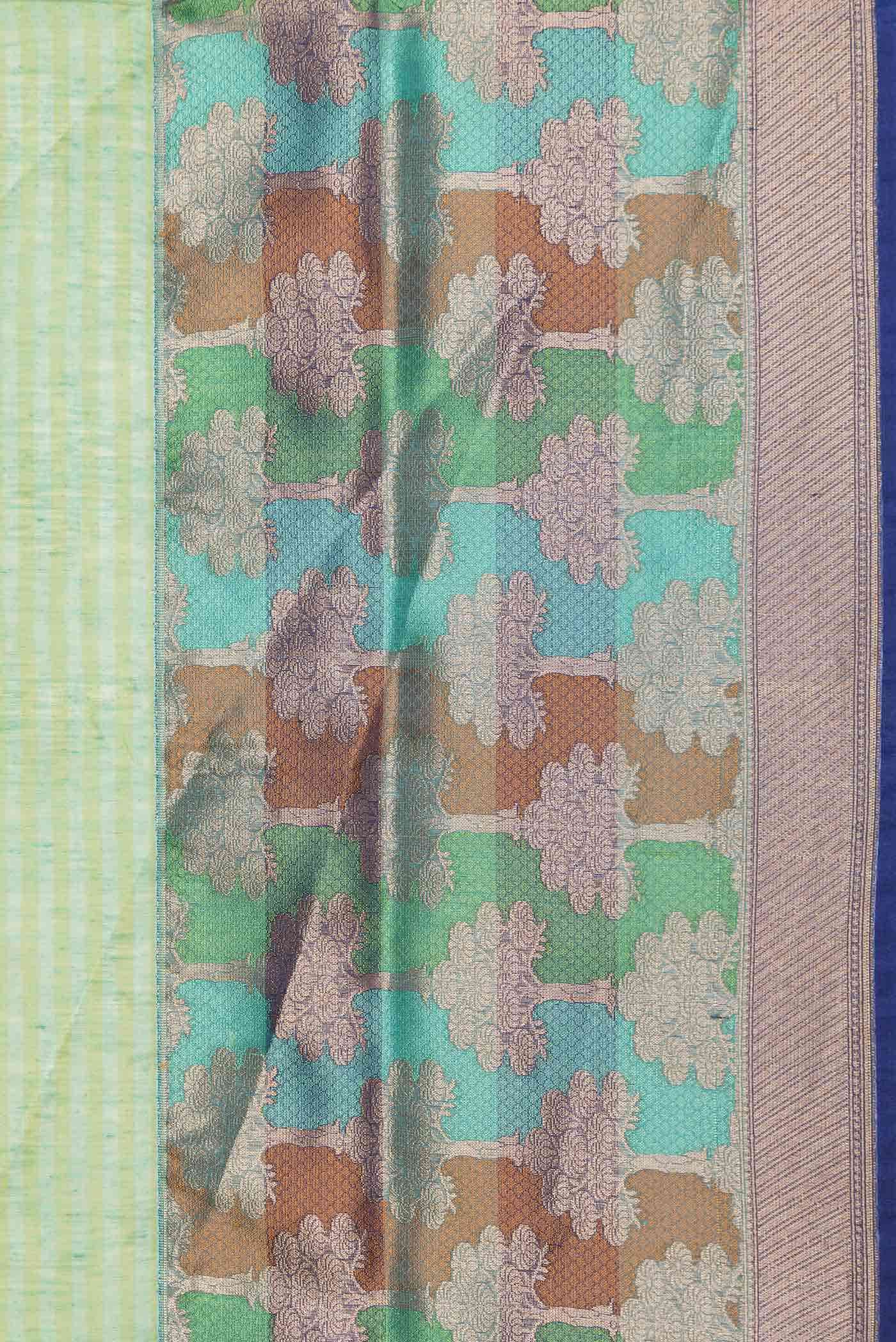 Green Dual Tone Linen Saree - Image 5