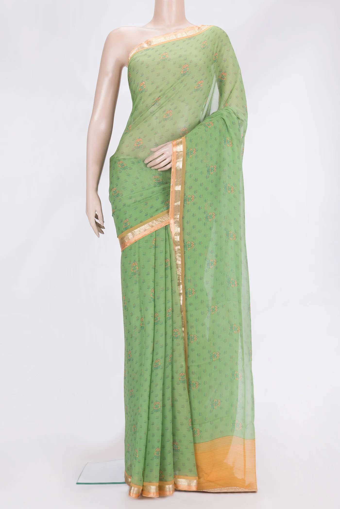 Light Green Mysore Chiffon Saree