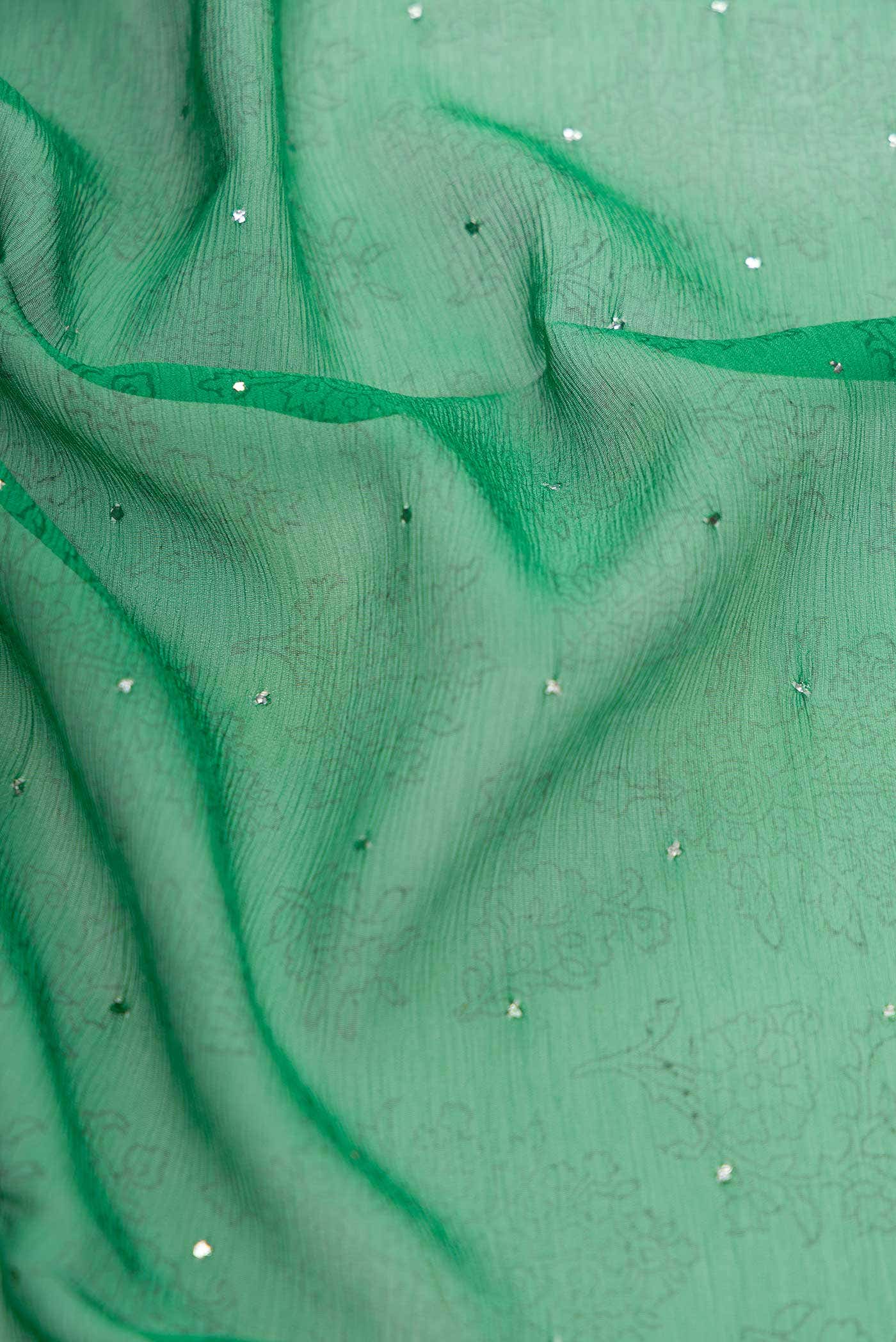 Green Dual Tone Mysore Chiffon Saree - Image 2