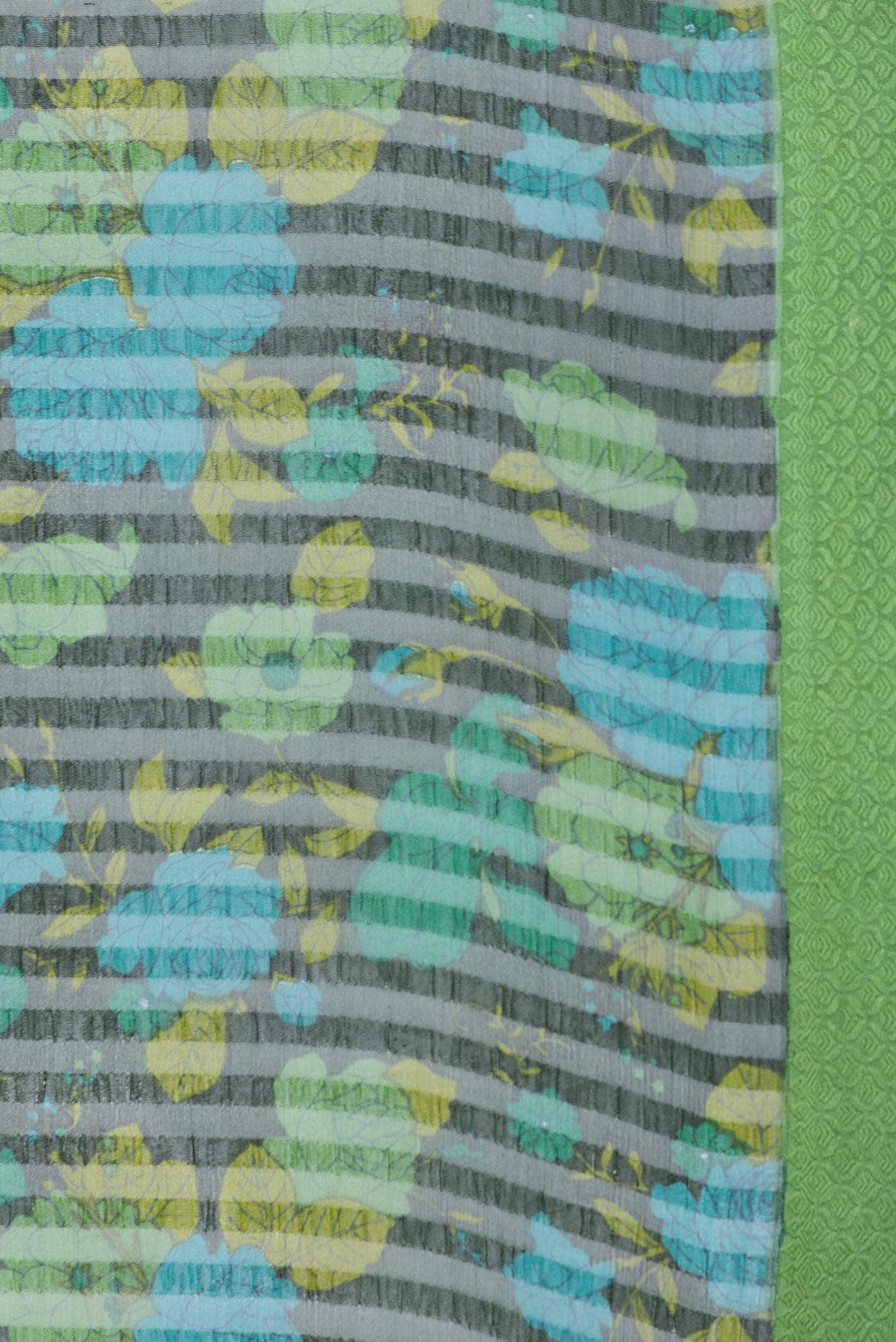 Green Dual Tone Mysore Chiffon Saree - Image 3