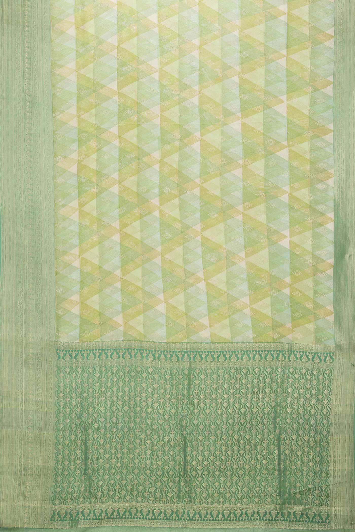 Green Dual Tone Mysore Crepe Saree - Image 6