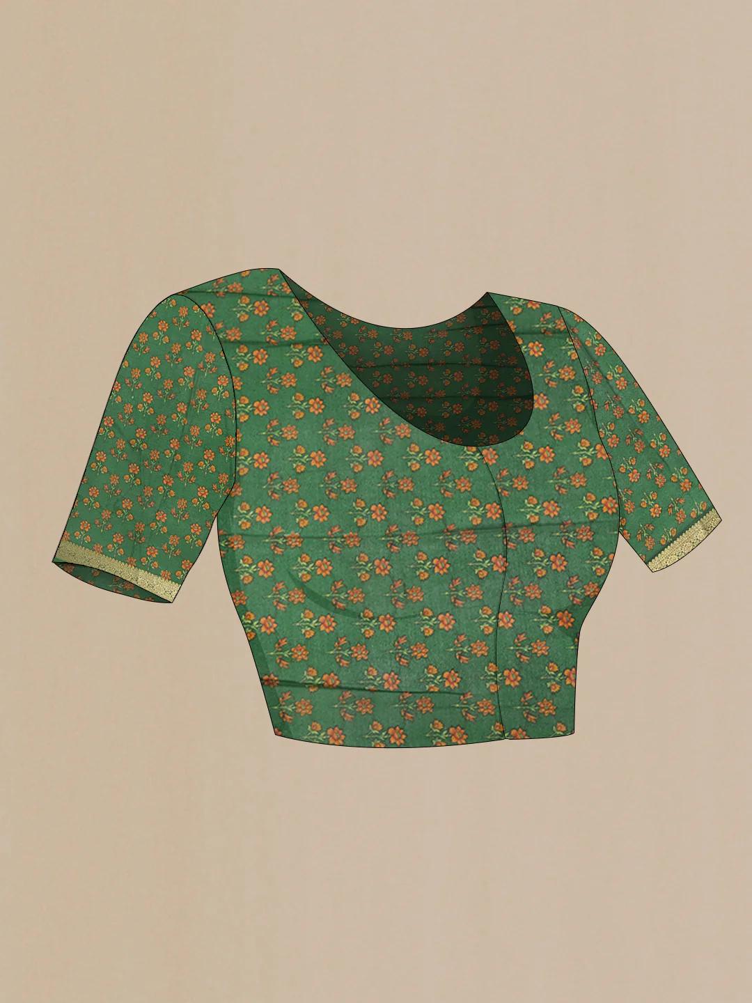 Green Dual Tone Mysore Crepe Saree - Image 4