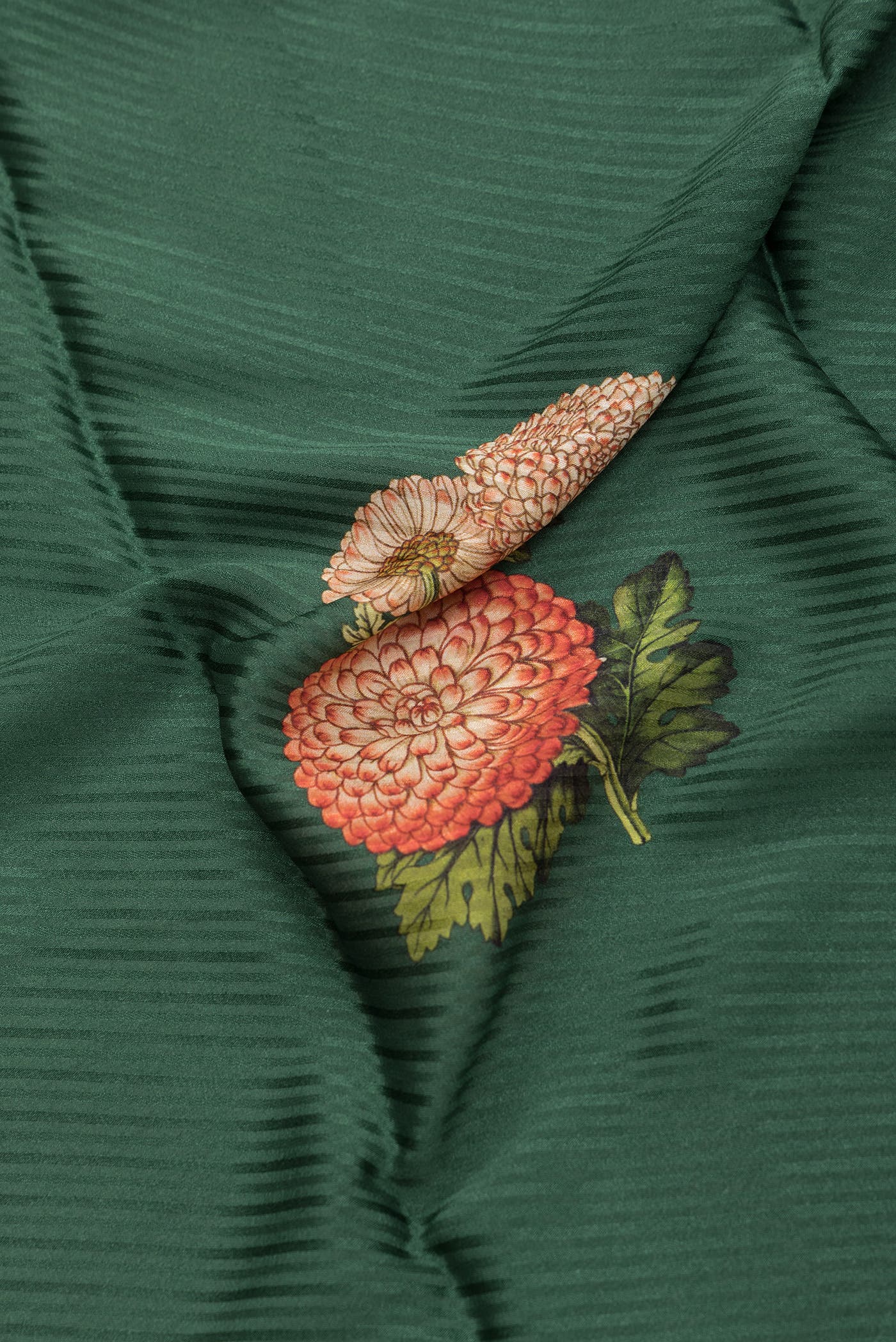 Bottle Green Mysore Crepe Saree - Image 3