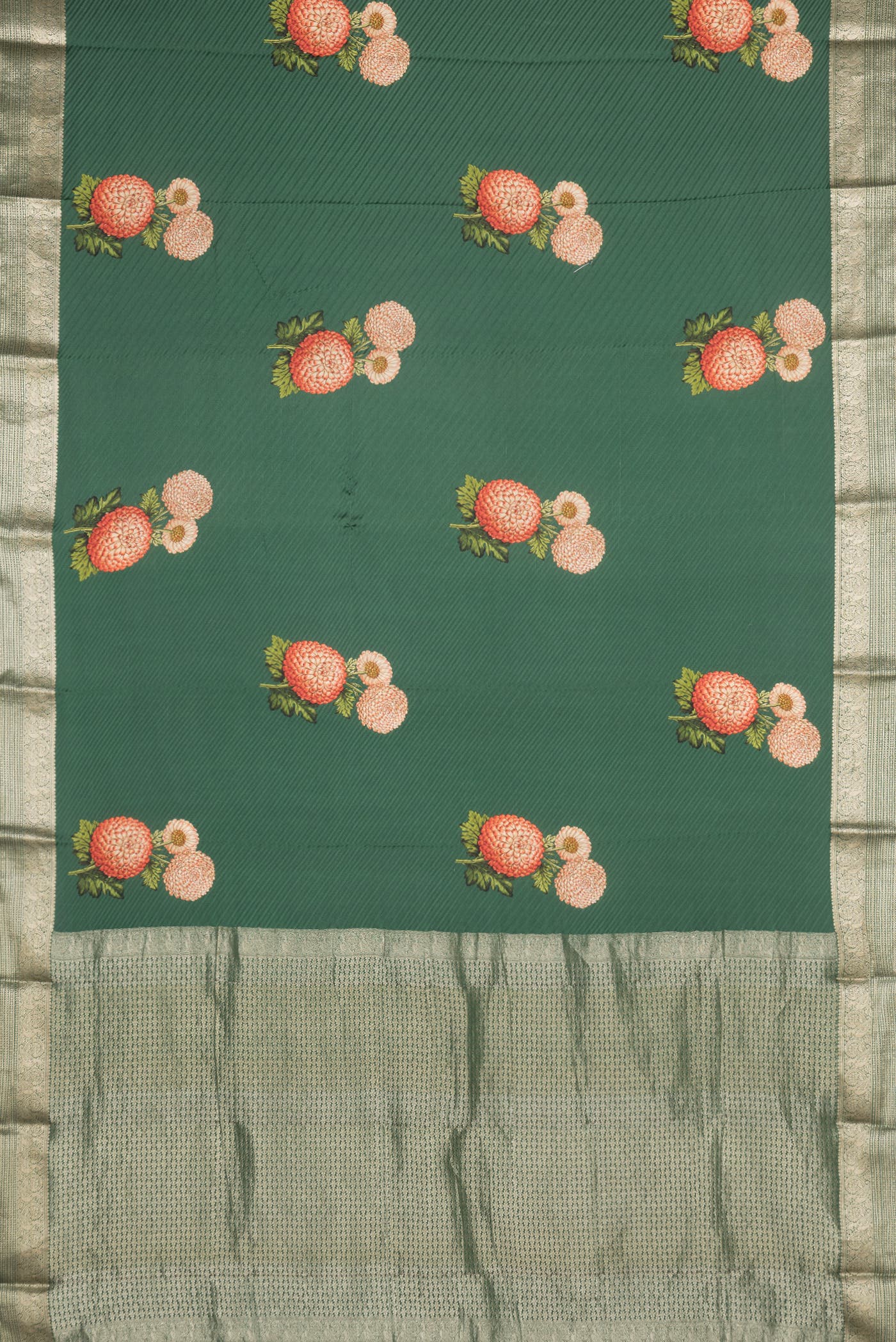 Bottle Green Mysore Crepe Saree - Image 4