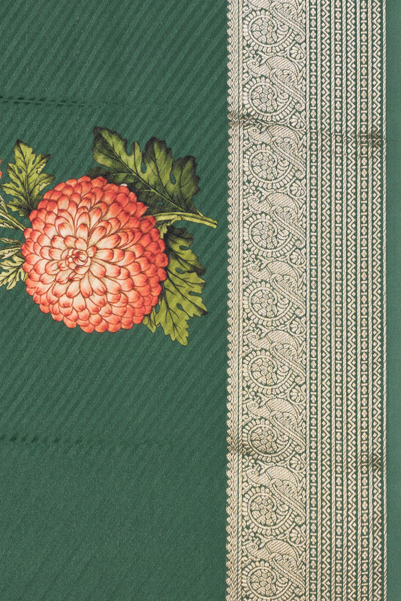 Bottle Green Mysore Crepe Saree - Image 5