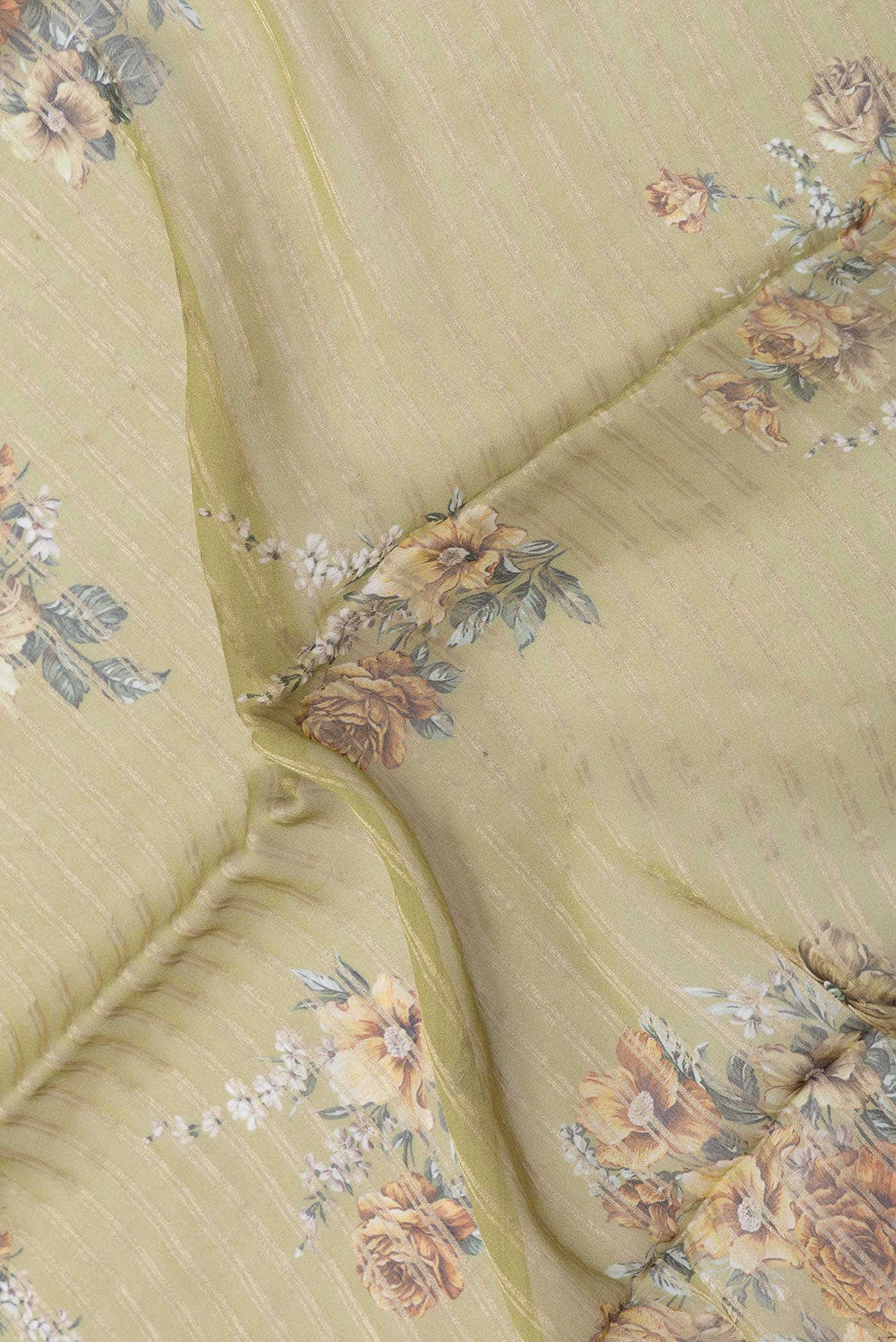 Green Dual Tone Mysore Crepe Saree - Image 2