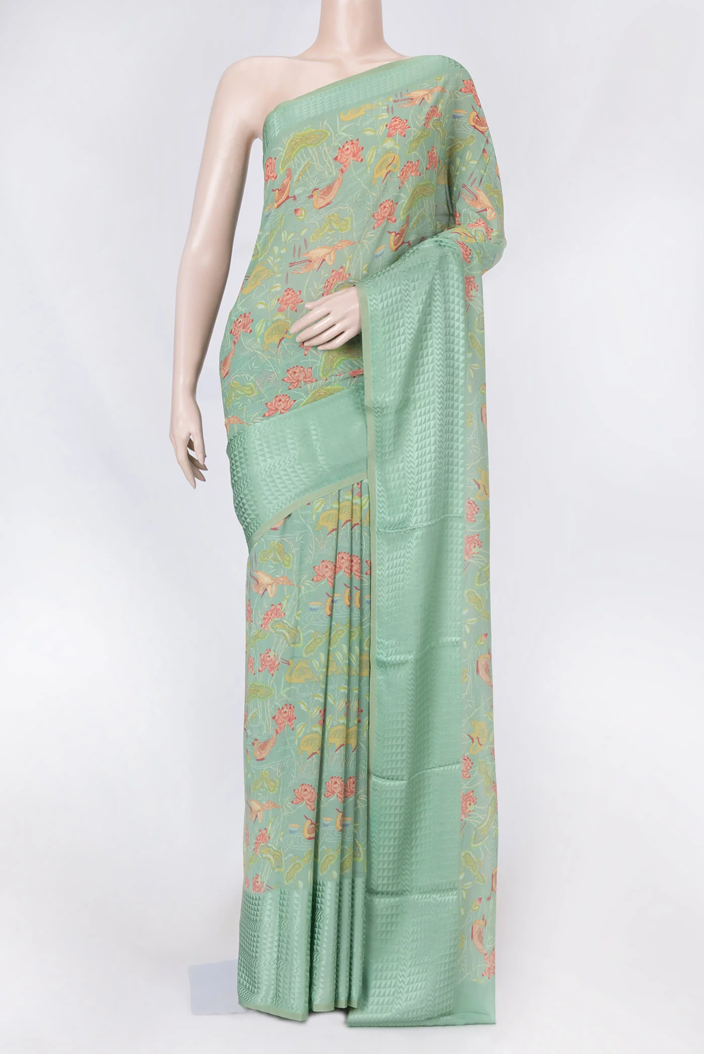 Green Dual Tone Mysore Georgette Saree
