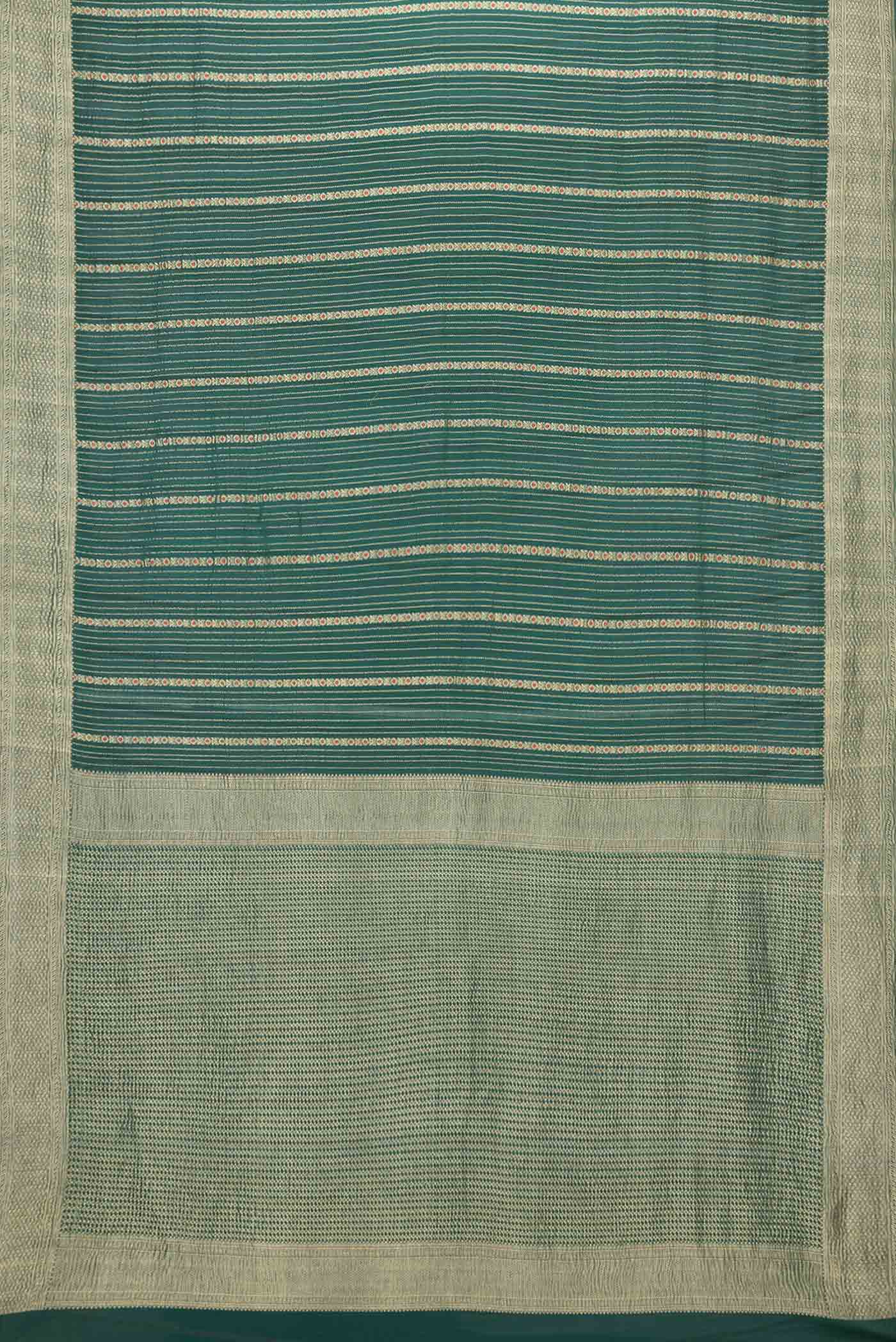Green Dual Tone Mysore Georgette Saree - Image 6