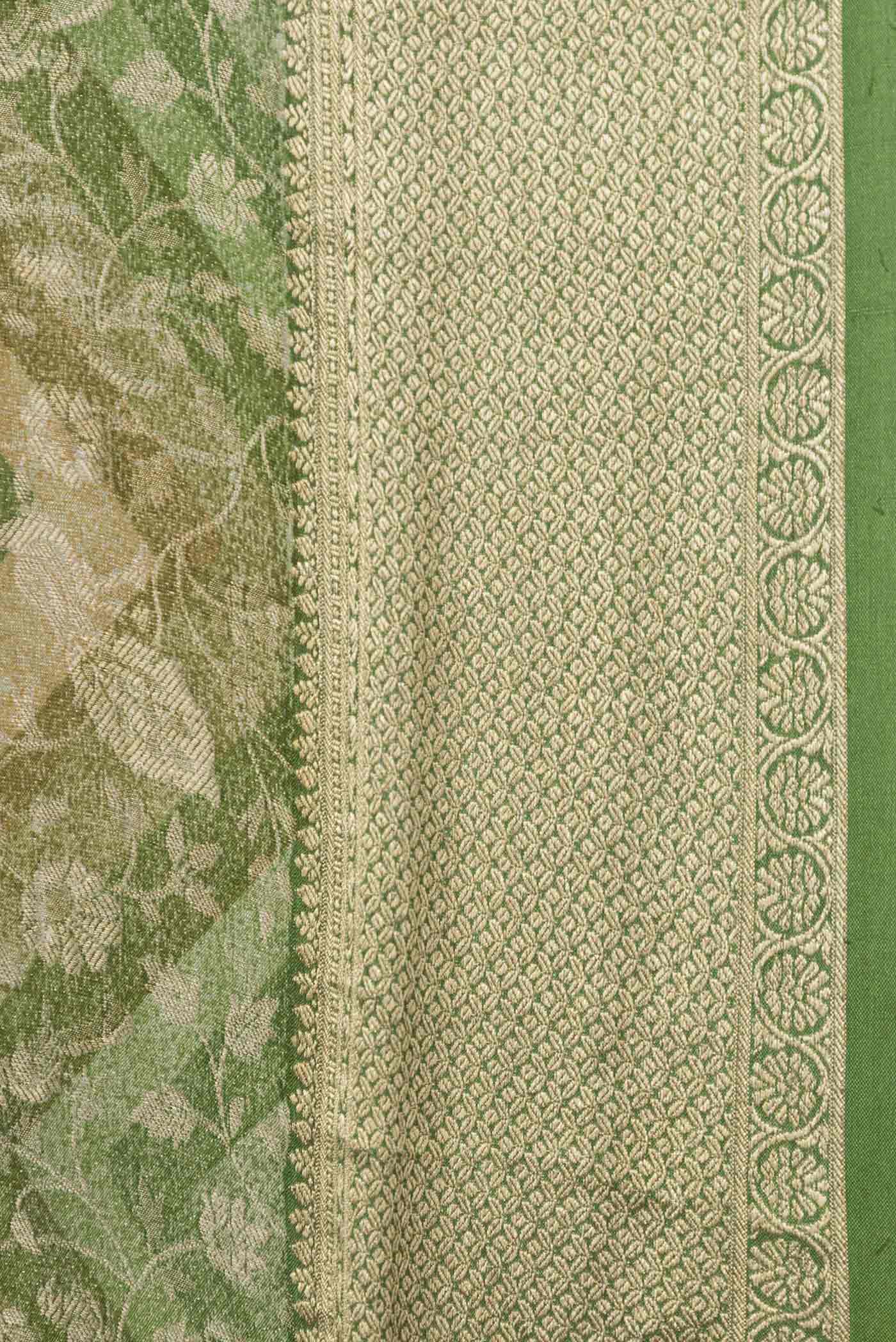 Green Mysore Crepe Saree - Image 3